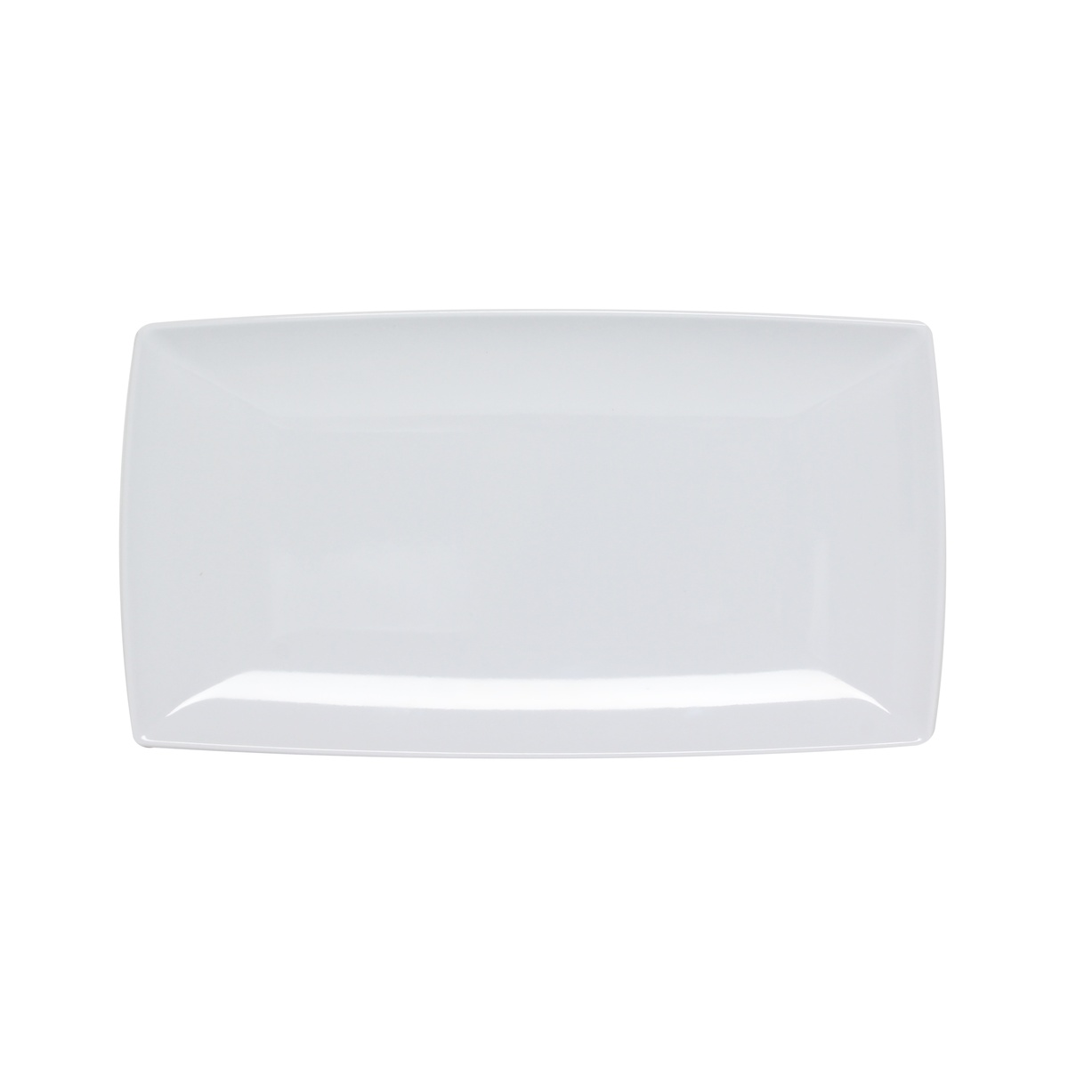 Thunder Group 49136WT Classic White 13 inch by 6.5 inch rectangular melamine tray, top-down view