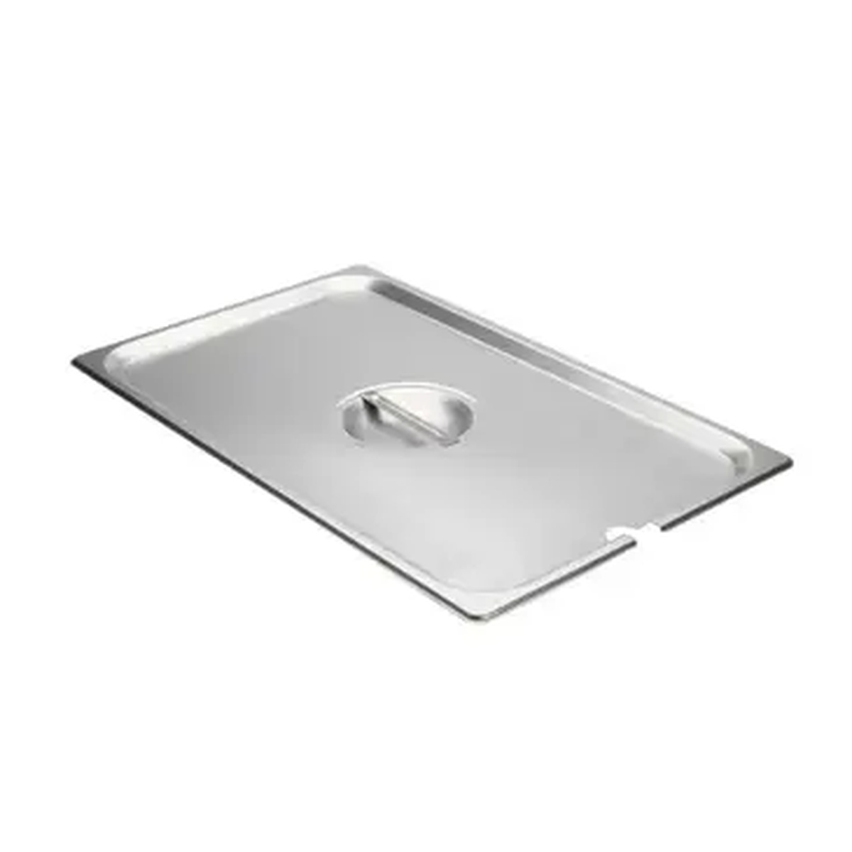 Libertyware 5000S full-size flat stainless steel steam table pan cover with slotted notch and handle