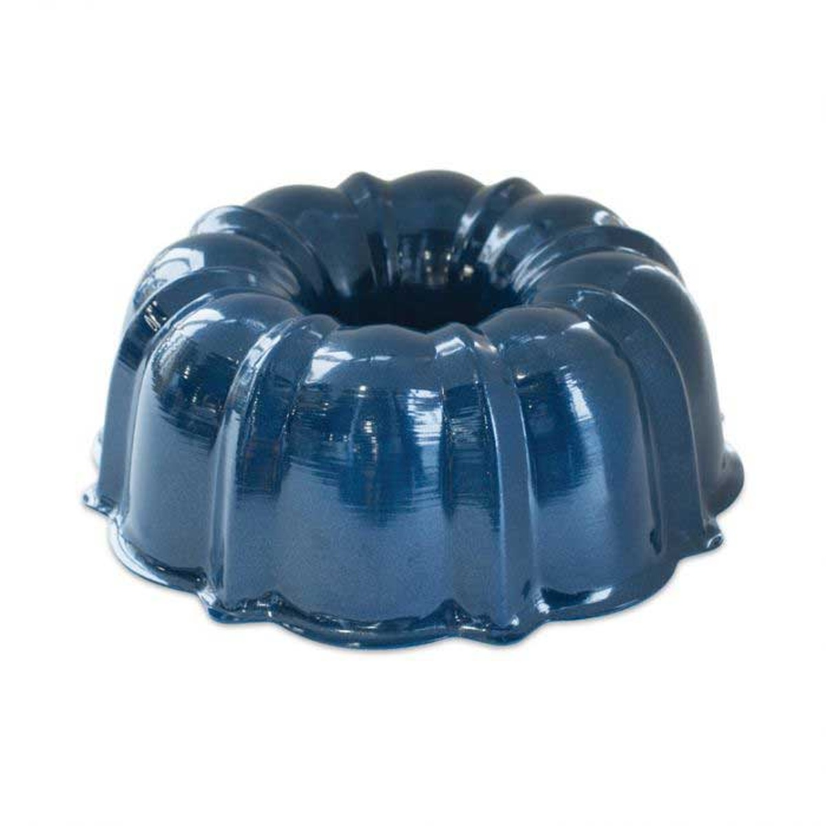 Nordic Ware 3-Cup Bundt Pan in deep twilight blue colorway on white background