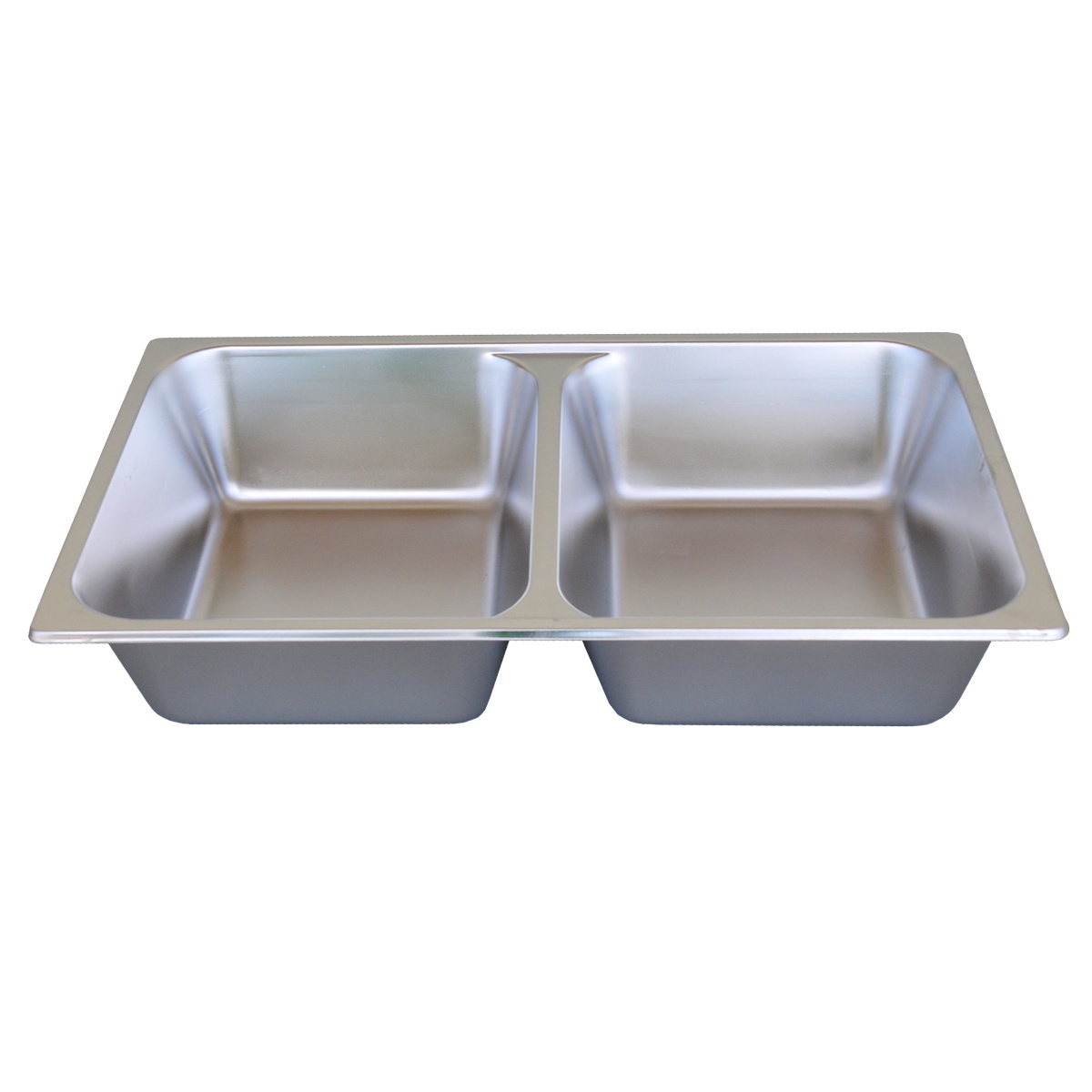 Libertyware 5004DV full size divided stainless steel steam table pan with two equal compartments, 4 inch deep, 24 gauge