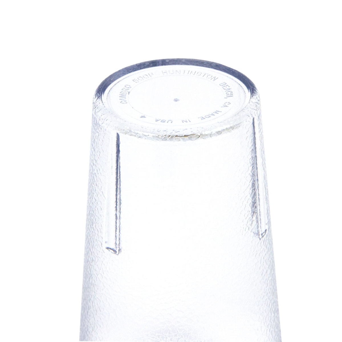 Close-up of Cambro 500P2152 tumbler base showing stacking lugs and Made in USA marking