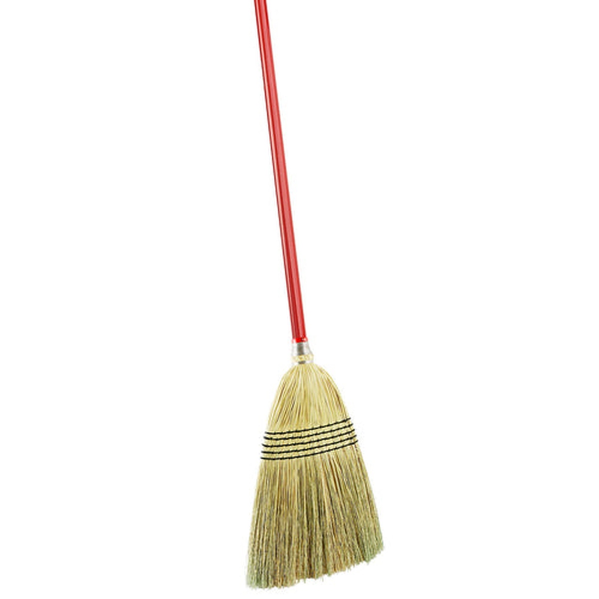 Libman Commercial 502 Janitor Corn Broom with red steel handle and natural broom corn head