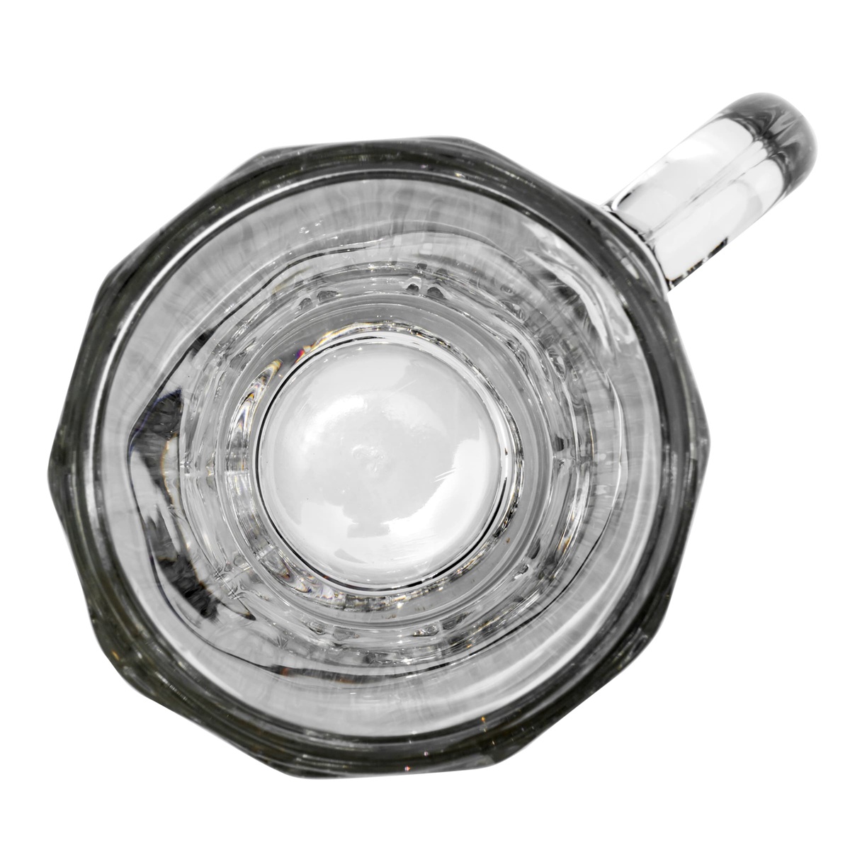 Libbey 5020 paneled glass mug, top-down view revealing the paneled interior walls and hollow raised base detail