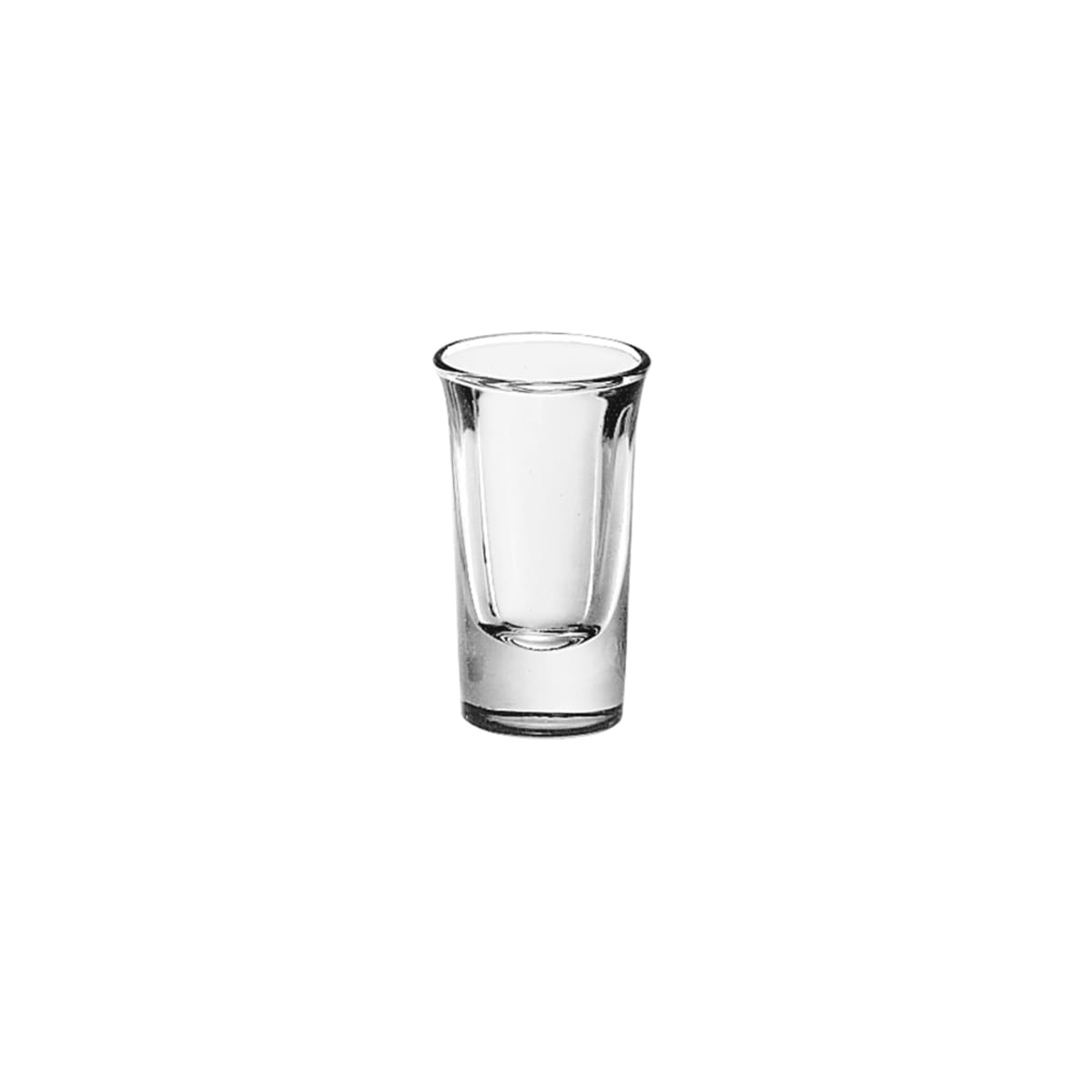 Libbey 5031 1 oz tall whiskey shot glass, clear, full product view on white background