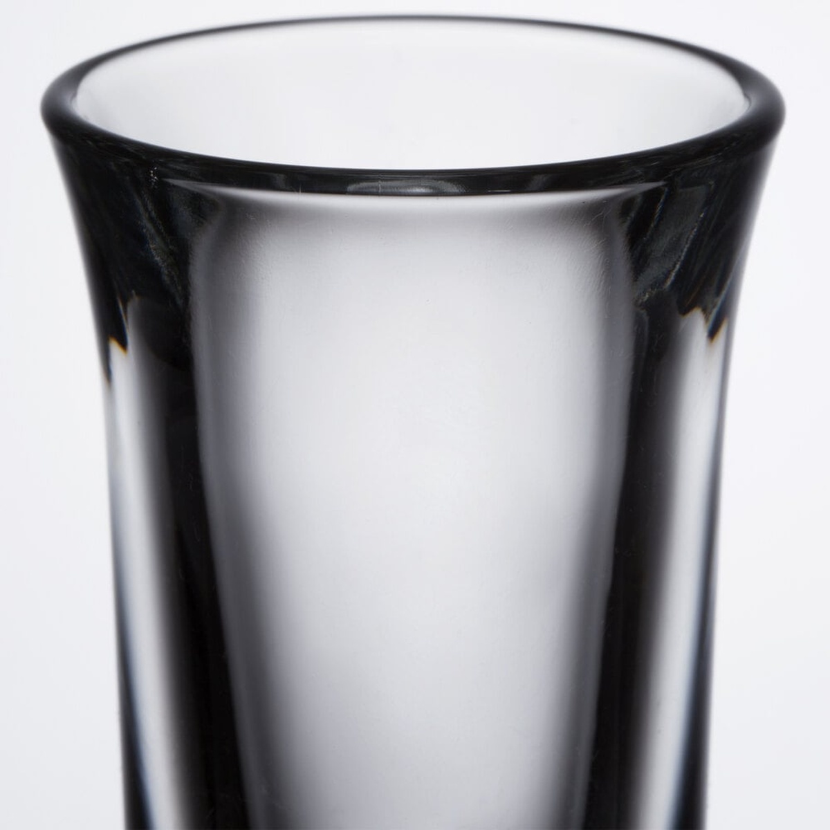 Close-up of the rim and upper body of the Libbey 5031 tall shot glass showing crystal clarity