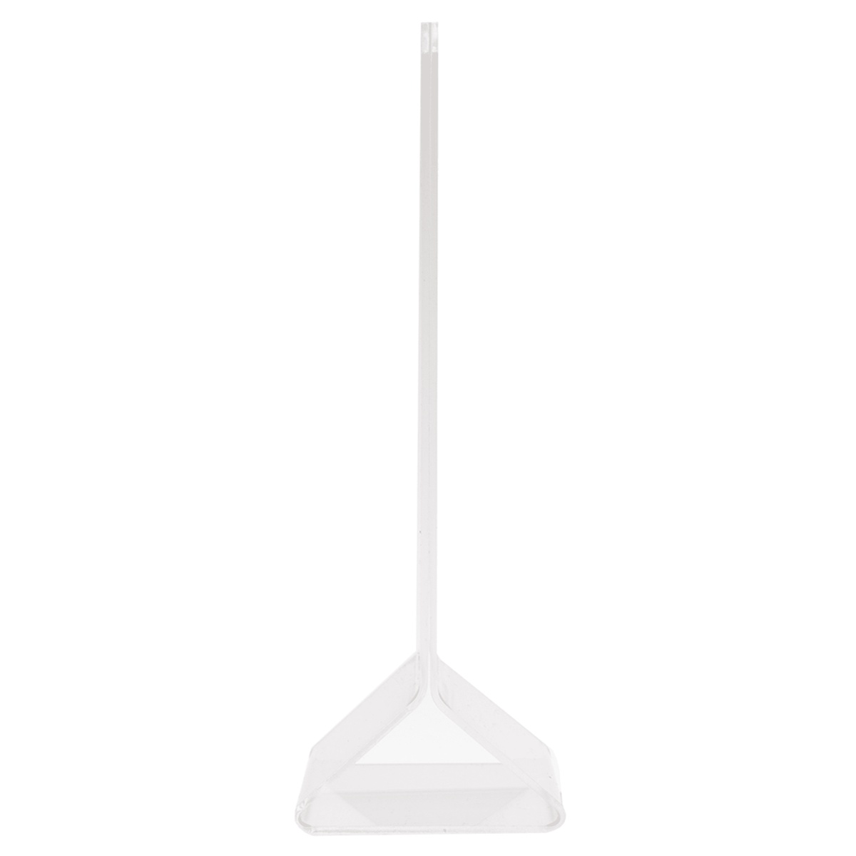 Tablecraft 5070 acrylic menu holder base detail showing wide triangular footing for stability