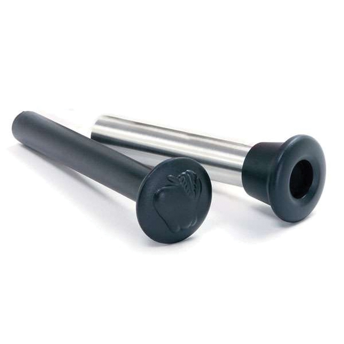 Norpro stainless steel apple corer and black plastic plunger components