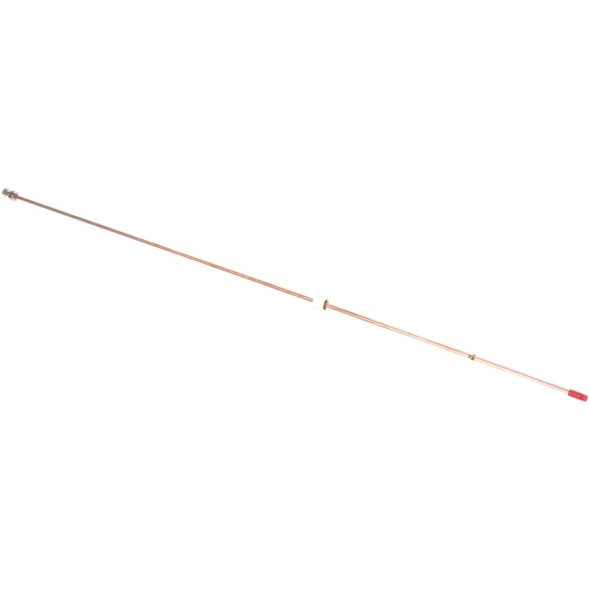 AllPoints 511475 24-inch copper pilot tube assembly showing full length with head, nut, and ferrule components
