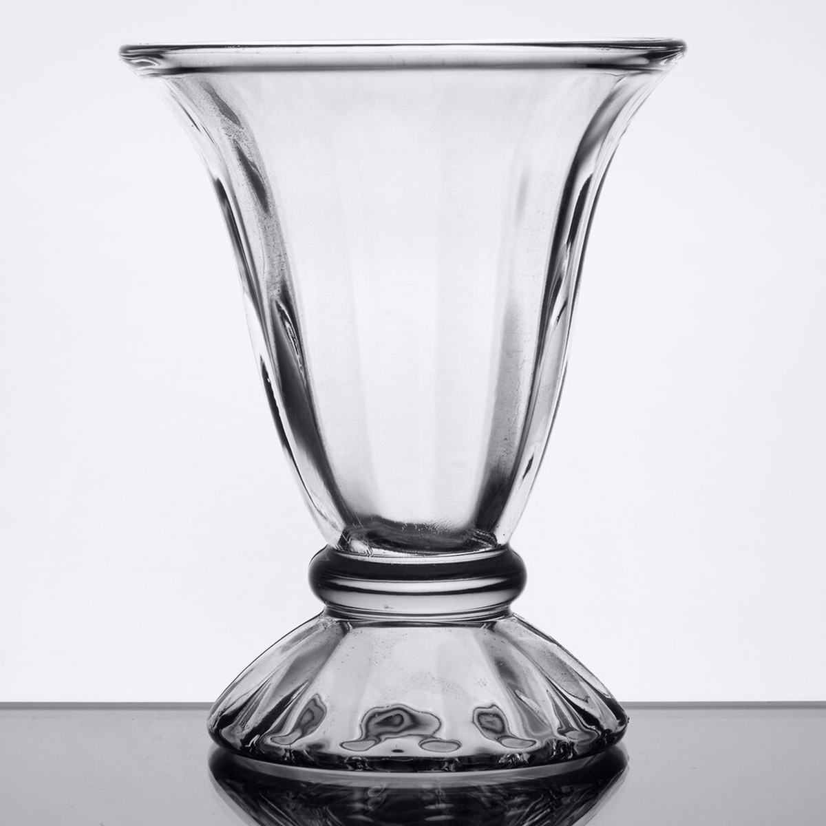 Libbey 5115 tulip sundae glass, clear footed glass with flared scalloped rim