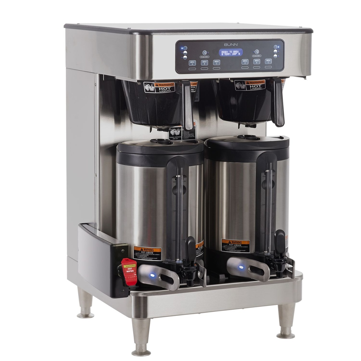 BUNN ICB Twin SH Soft Heat stainless steel twin automatic coffee brewer with dual servers and digital control panel