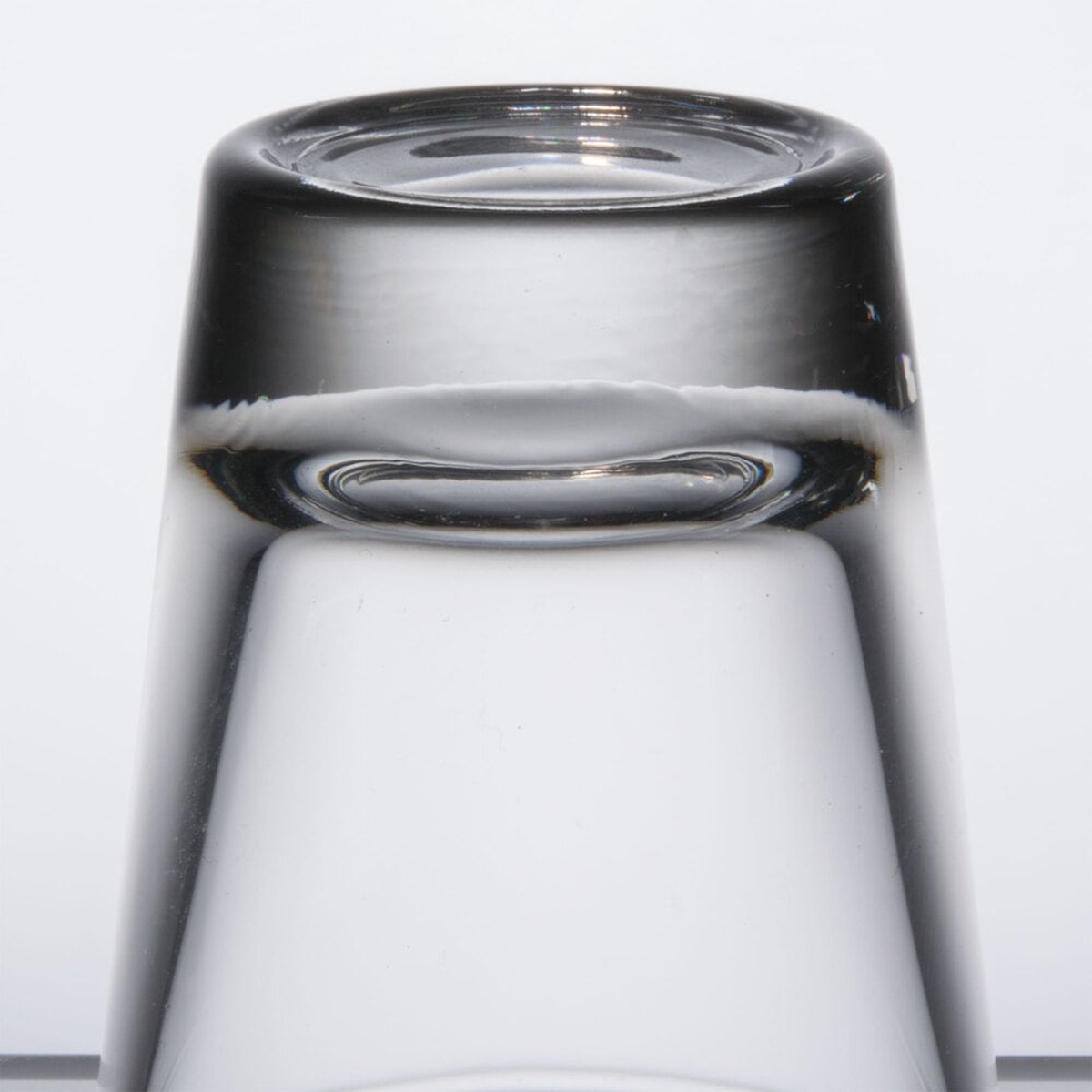 Close-up of the thick solid glass sham base of the Libbey 5120 shot glass