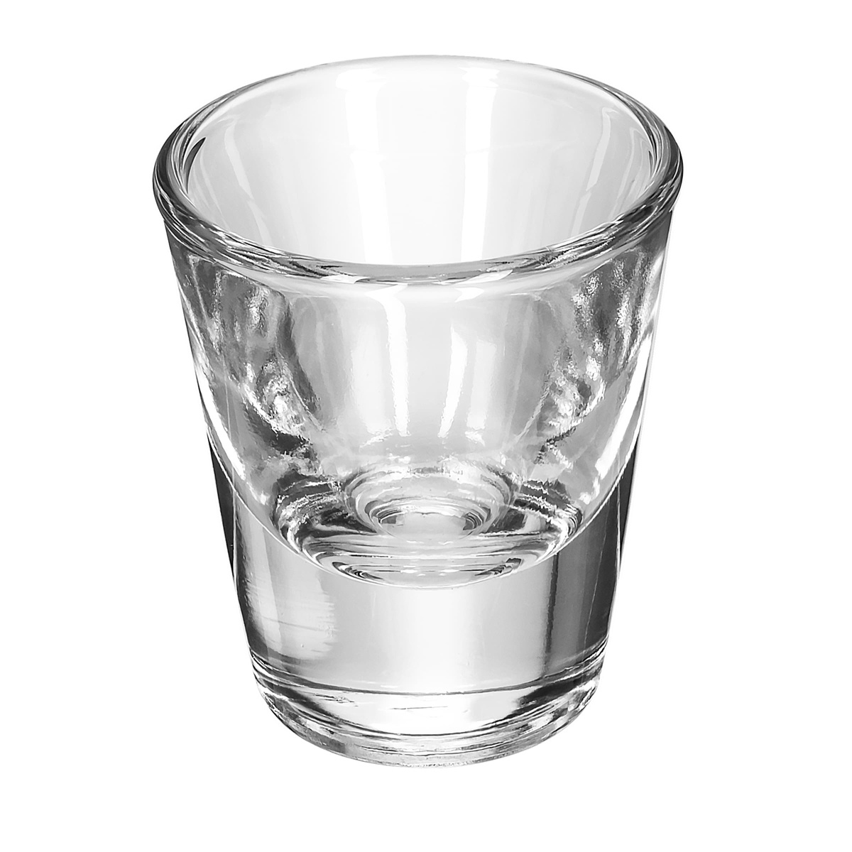 Libbey 5121 shot glass viewed from a slightly elevated angle showing interior depth
