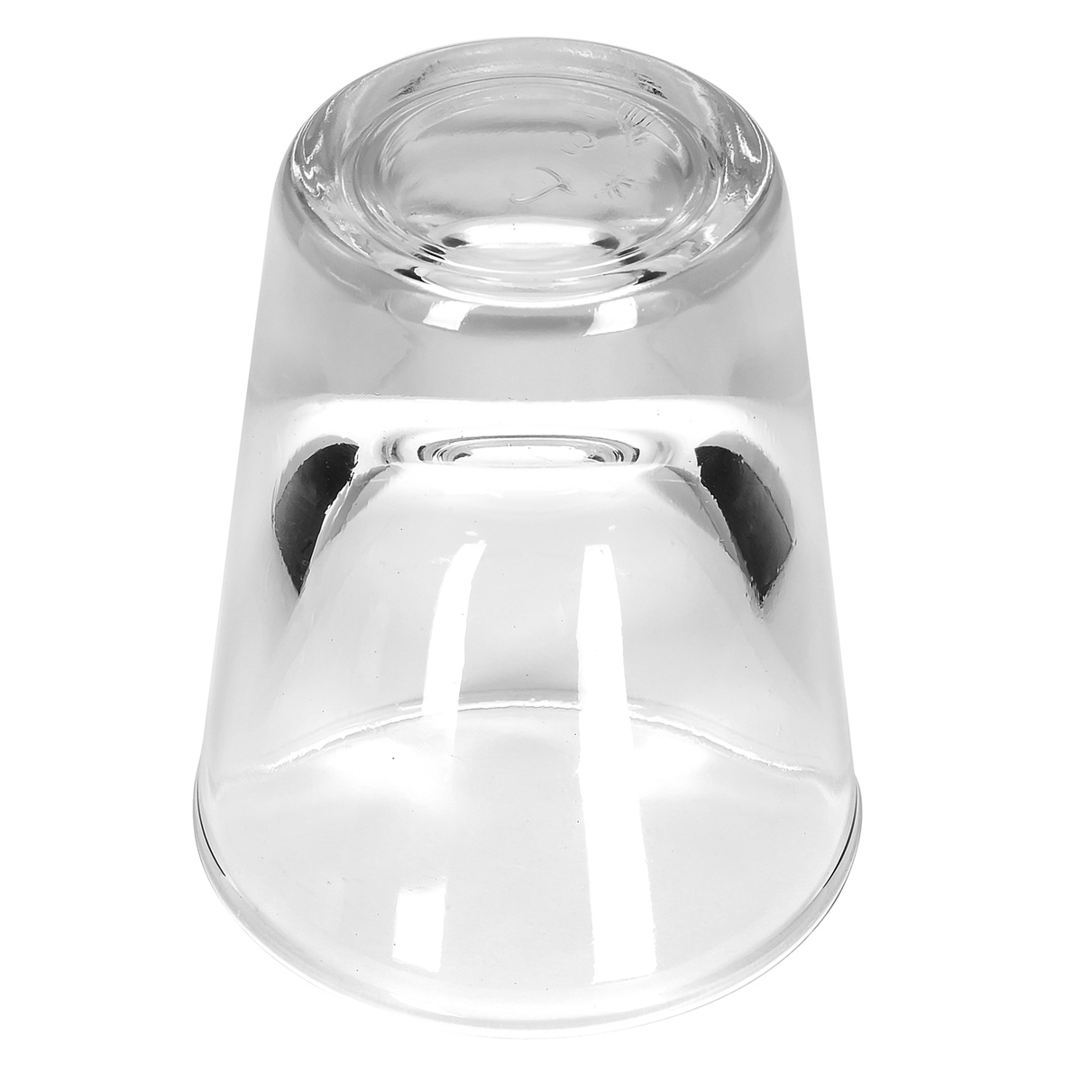 Libbey 5121 shot glass shown upside down, displaying the thick base construction