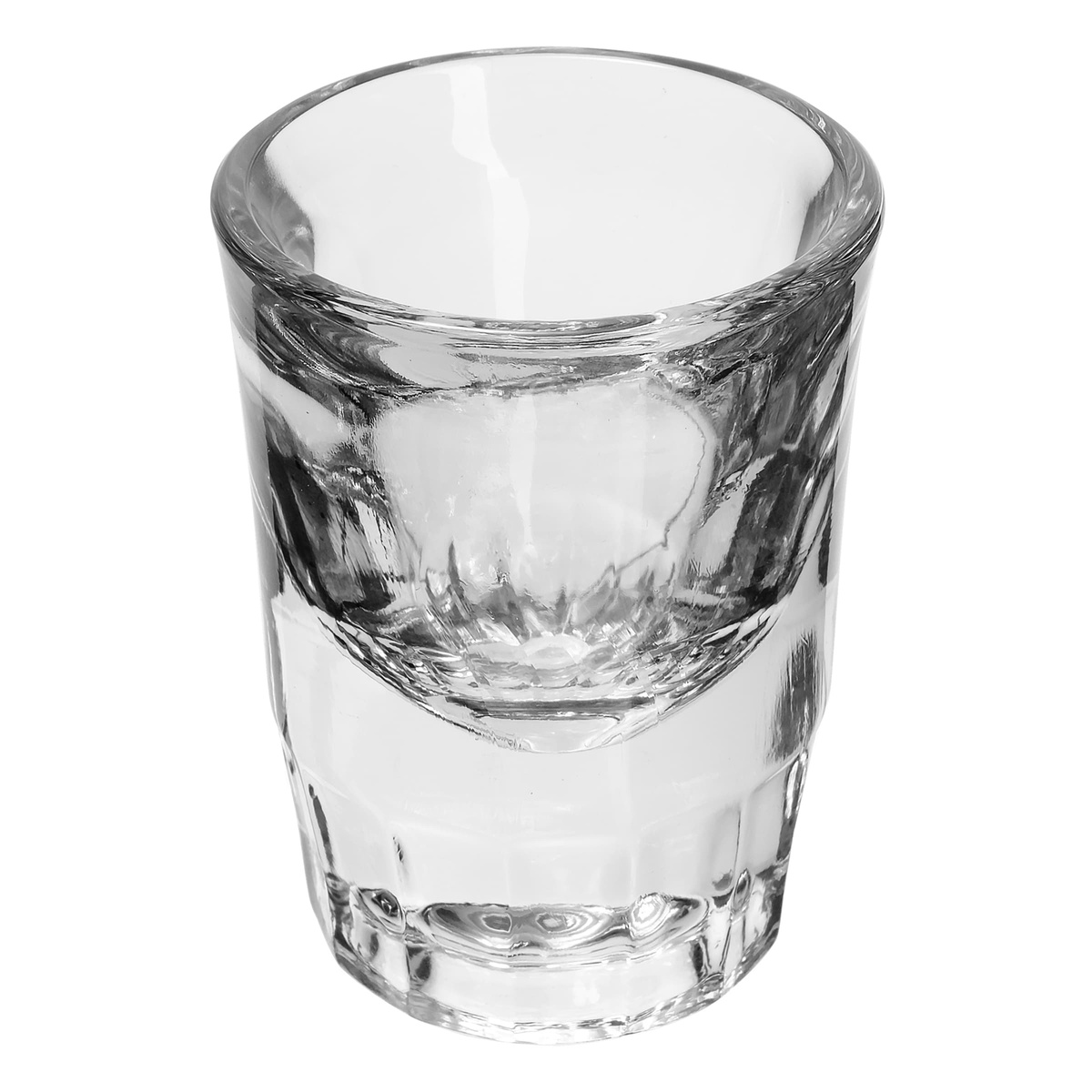 Libbey 5127 shot glass viewed from above at an angle, showing wide opening and thick walls