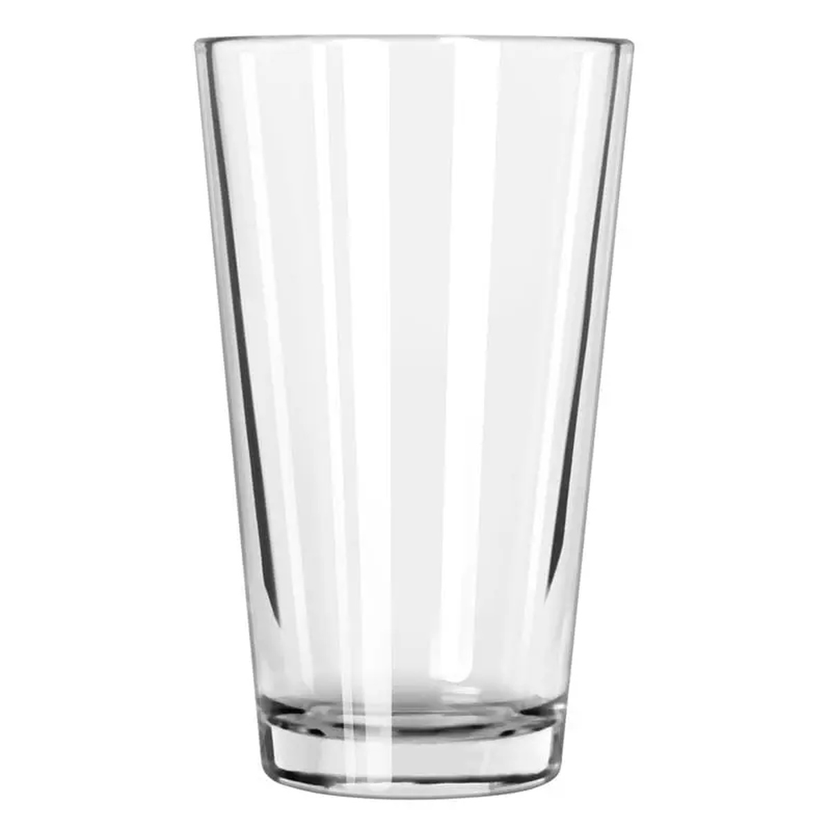 Libbey 5137 Restaurant Basics 20 oz clear mixing glass, empty, showing classic conical shape and heavy base