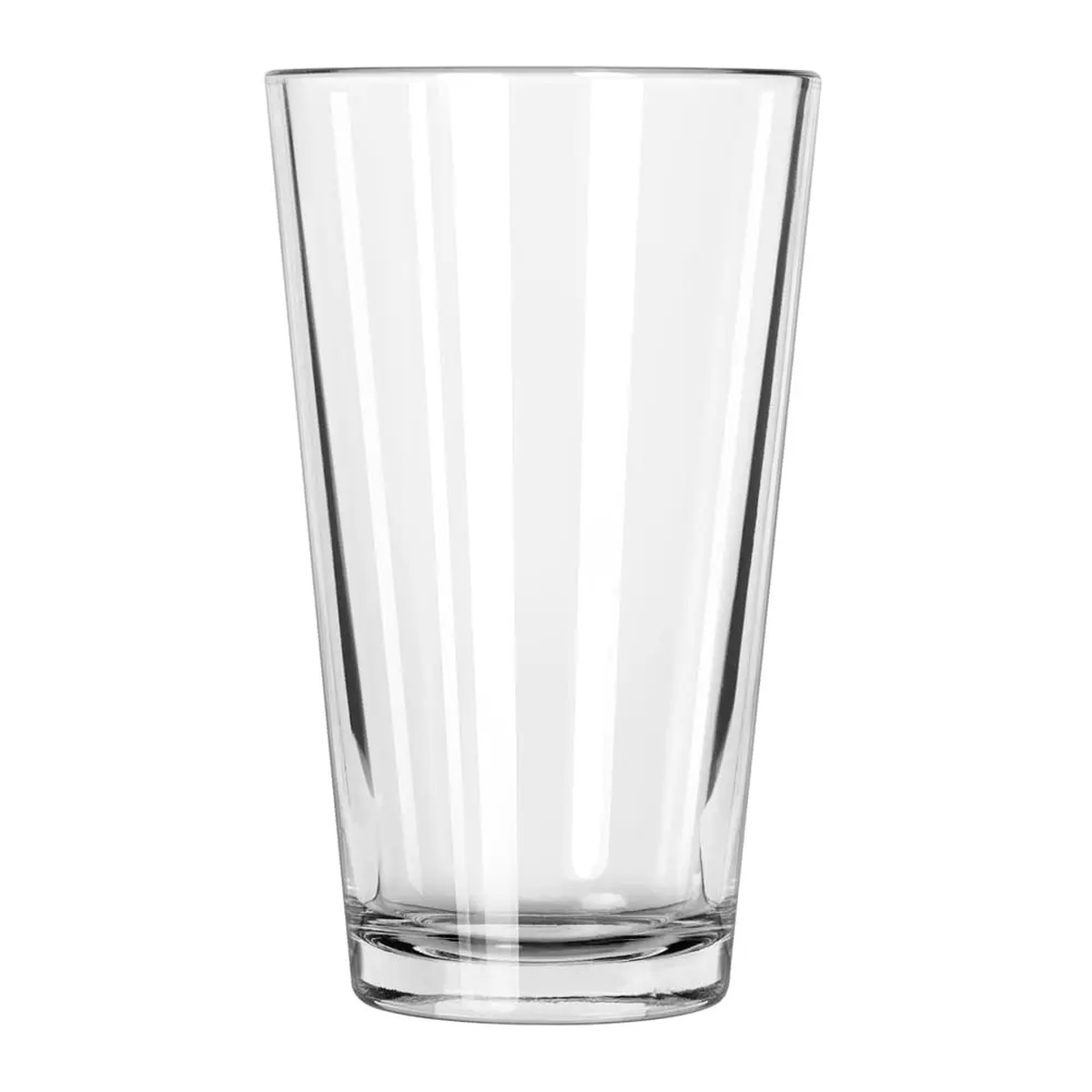 Libbey 5139 Restaurant Basics 16 oz clear mixing glass, empty, showing classic conical shape and heavy base