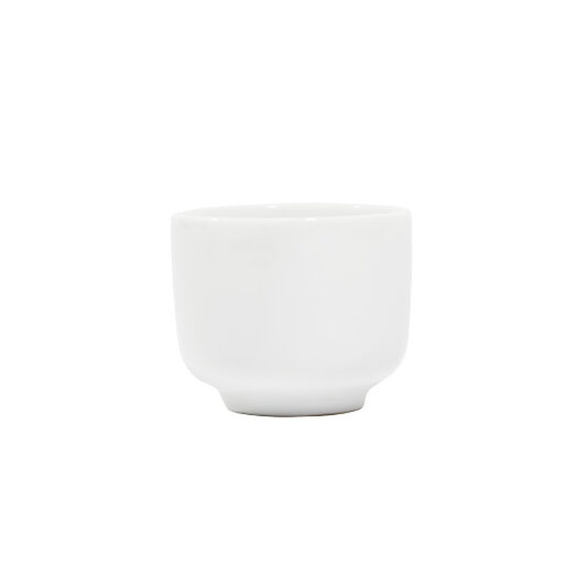 Town Food Service 51401 white ceramic sake cup, small round footed cup with smooth glaze