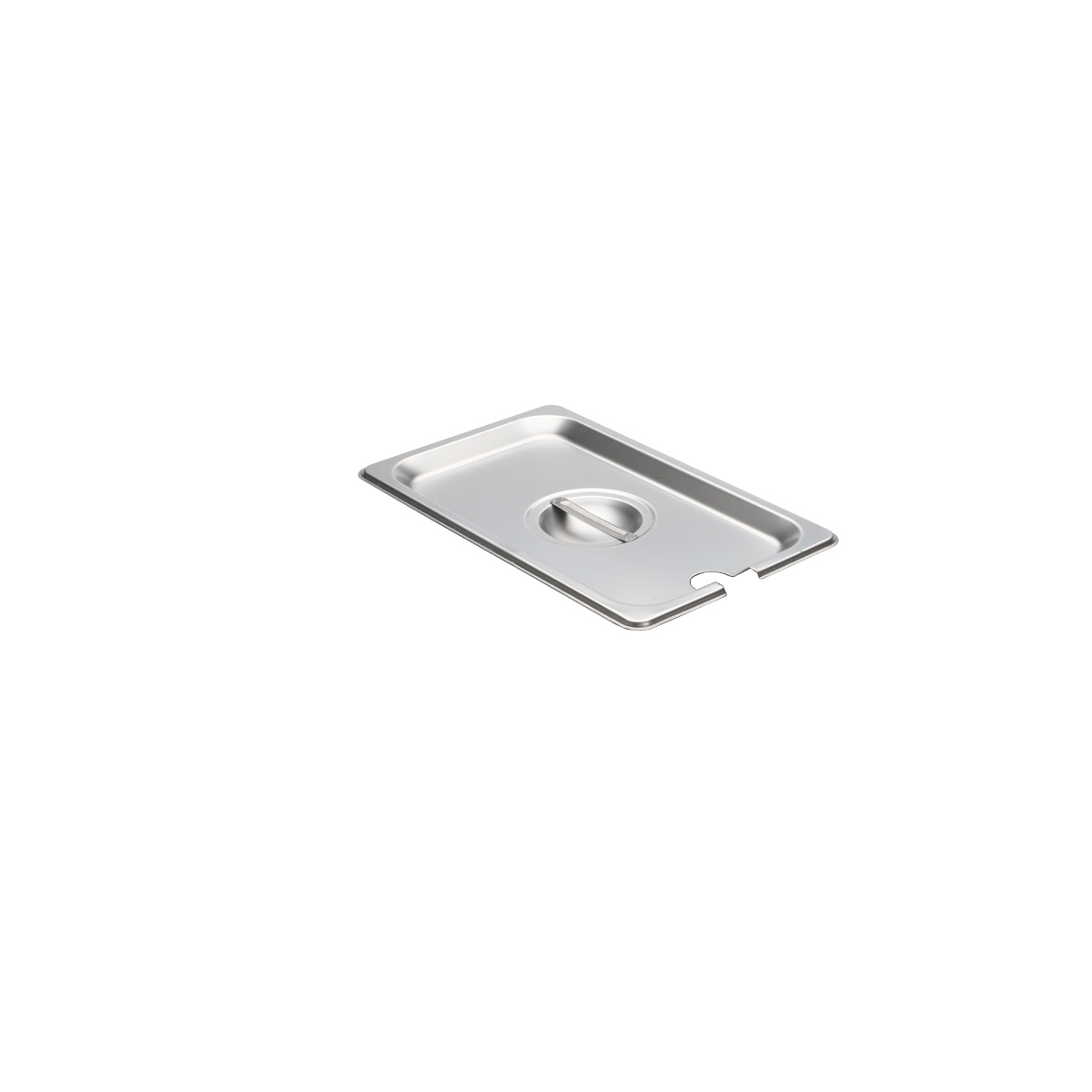 Libertyware 5140S quarter-size flat notched stainless steel steam table pan cover with handle