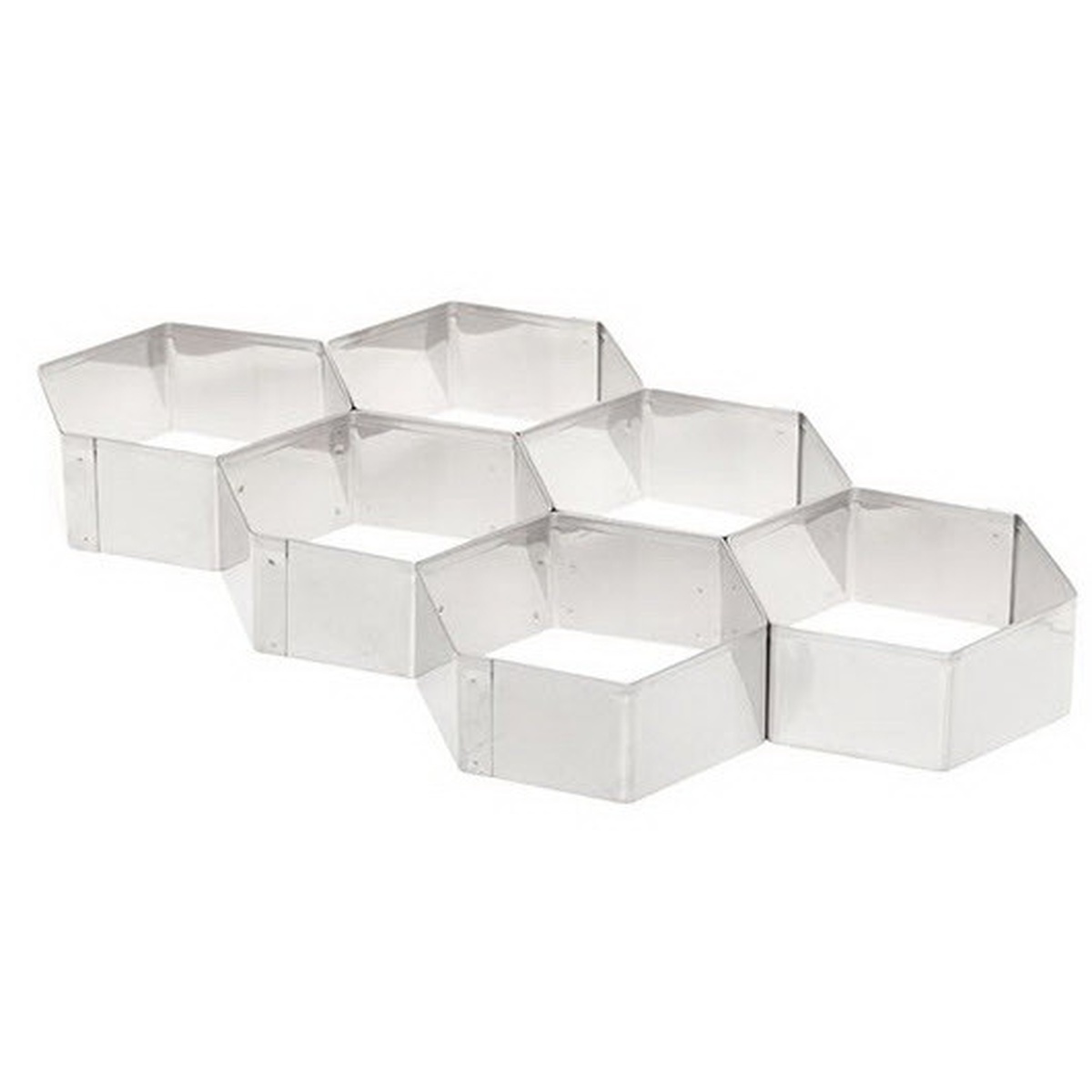 Ateco 5151 stainless steel hexagon cutter showing six connected honeycomb-shaped cutting forms