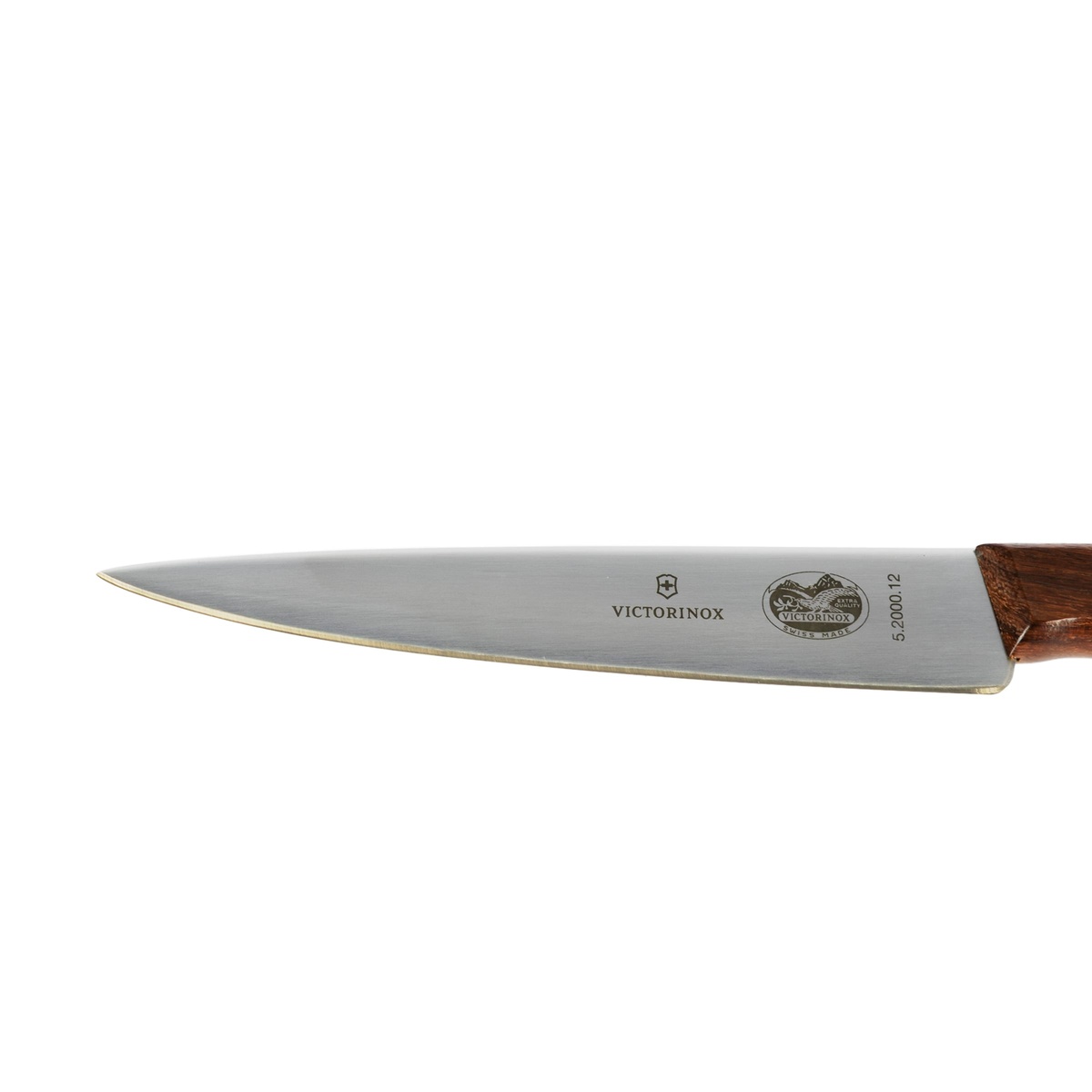 Close up detail of the Victorinox high carbon stainless steel blade
