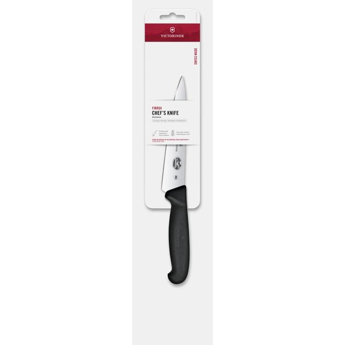 Victorinox Fibrox Chef's Knife 6 inch shown in Swiss Made retail blister packaging