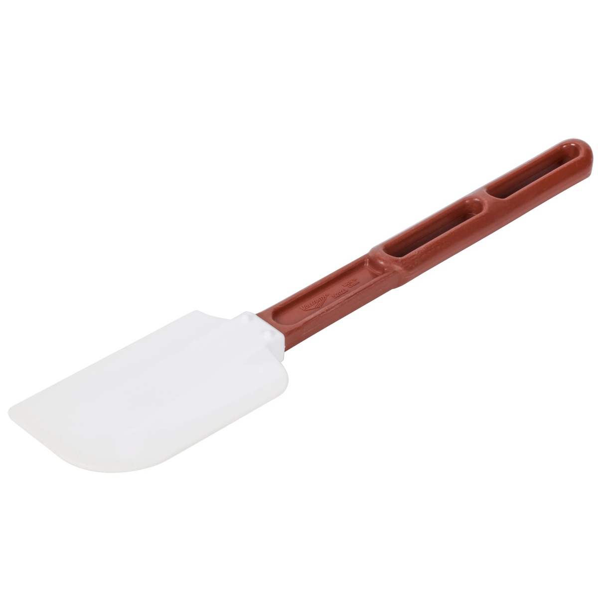 Vollrath 52023 13.5-inch high-temperature silicone spatula with red nylon handle and white flexible silicone blade