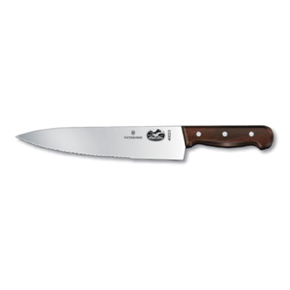 Victorinox 5.2030.25 10-inch sandwich knife with wavy and straight stainless steel blade and brown wood handle