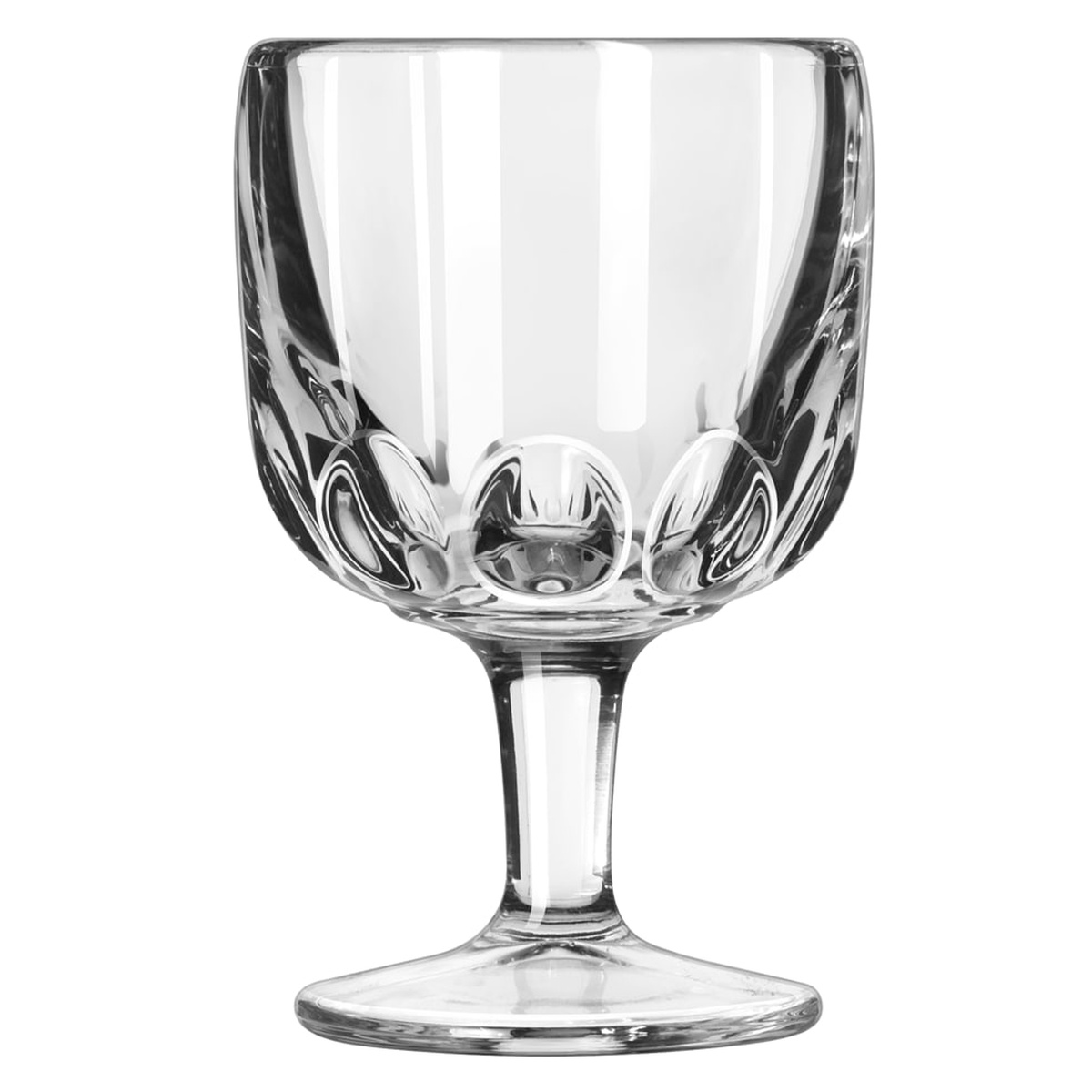 Libbey 5210 Hoffman House 10 oz clear glass goblet with decorative oval indentations and tapered stem