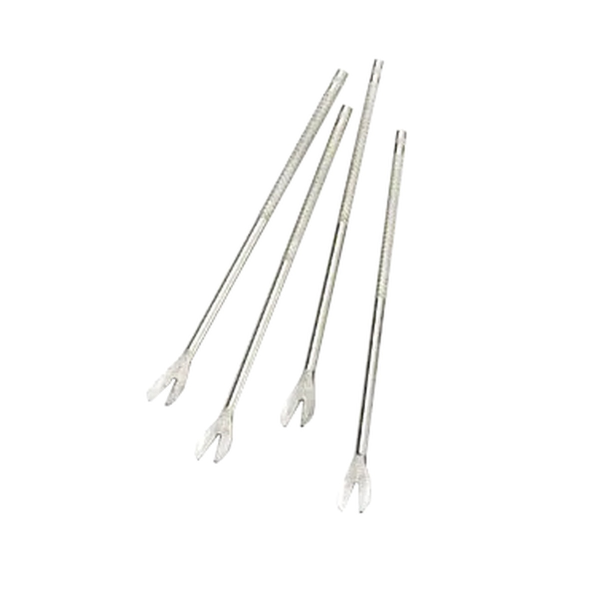 Set of four TableCraft 522 chrome-plated 2-prong shellfish pick forks, 5-3/4 inches long