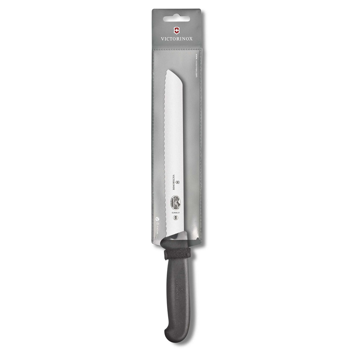 Victorinox Fibrox bread knife in gray retail hanging package