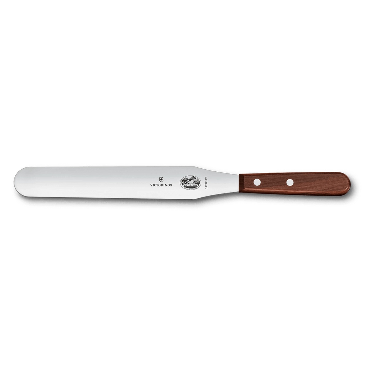 Victorinox 5.2600.25 spatula with stainless steel blade and rosewood handle on light gray background