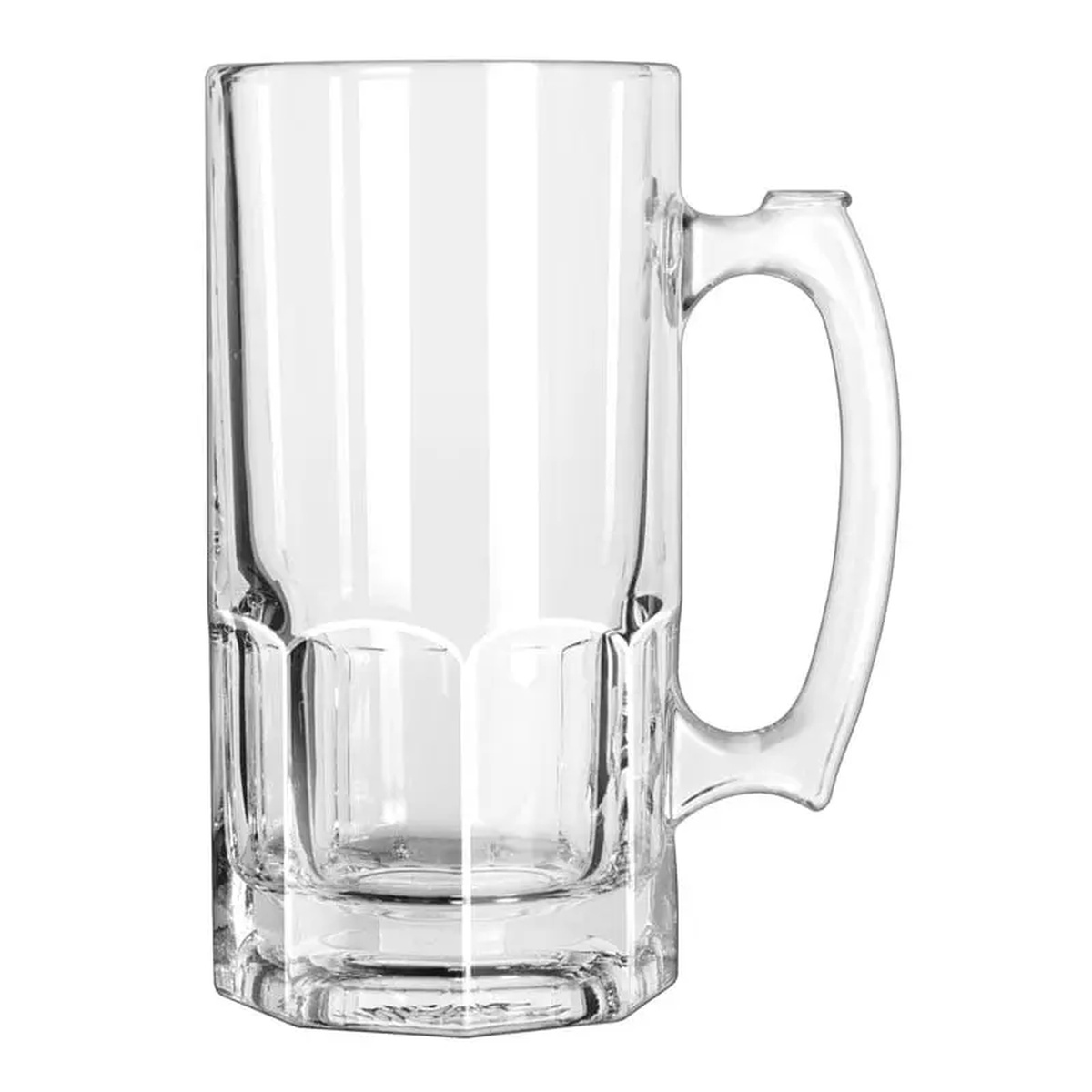 Libbey 5262 Gibraltar 34 oz. clear glass super beer mug with thick handle and paneled base