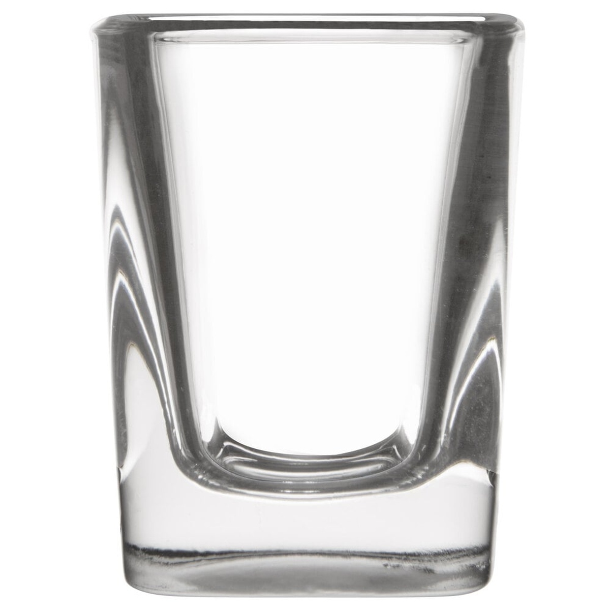 Libbey 5277 Prism 2 oz. clear square shot glass with thick base and rolled rim
