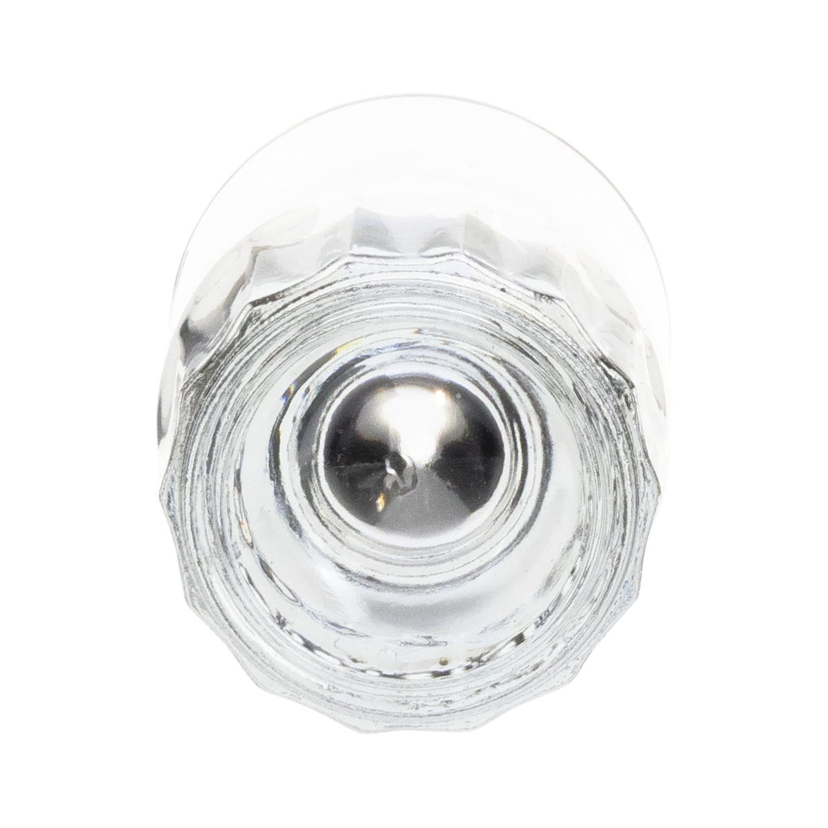Anchor Hocking 5281U shot glass viewed from bottom, showing textured base construction