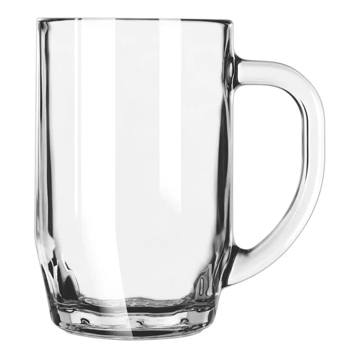 Libbey 5303 clear glass thumbprint stein mug with large handle and tapered base