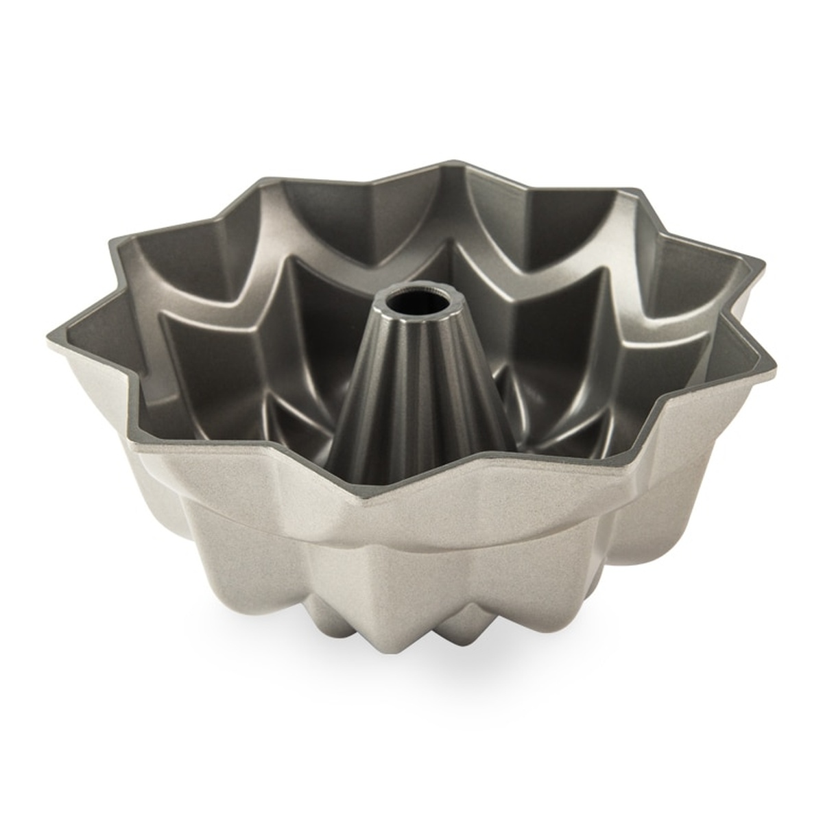 Interior view of Nordic Ware Vintage Star Bundt Pan showing dark nonstick coating and star-shaped cavity