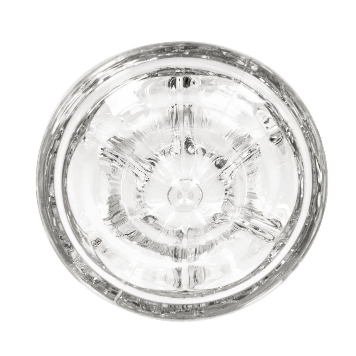 Top-down view of Libbey 5315 sundae glass base showing textured circular pattern on the foot