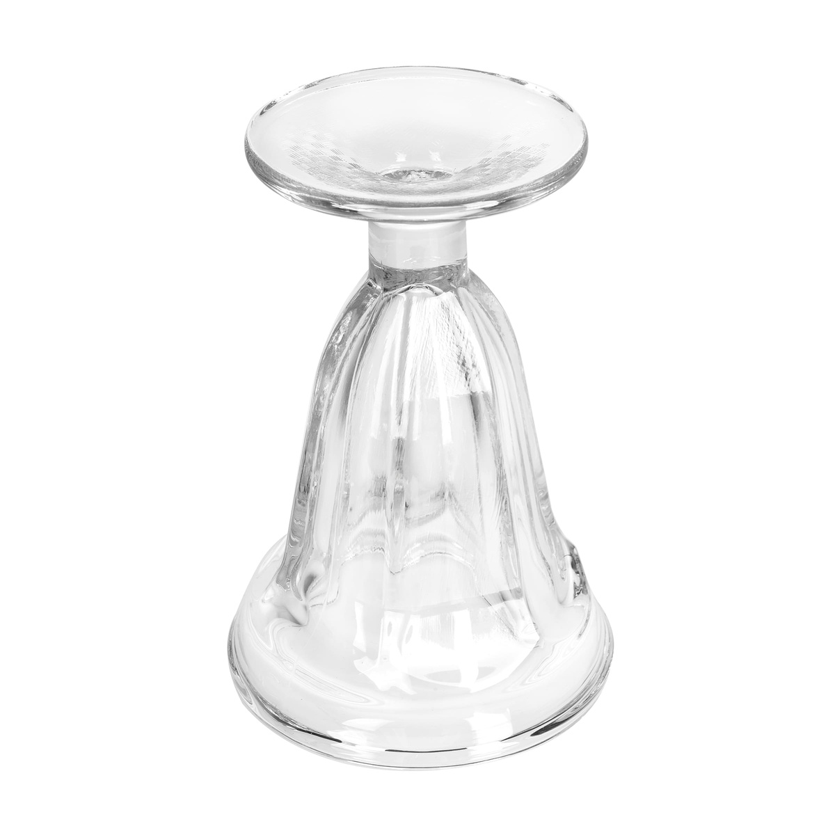 Libbey 5315 sundae glass viewed from below, showing footed base and paneled stem detail