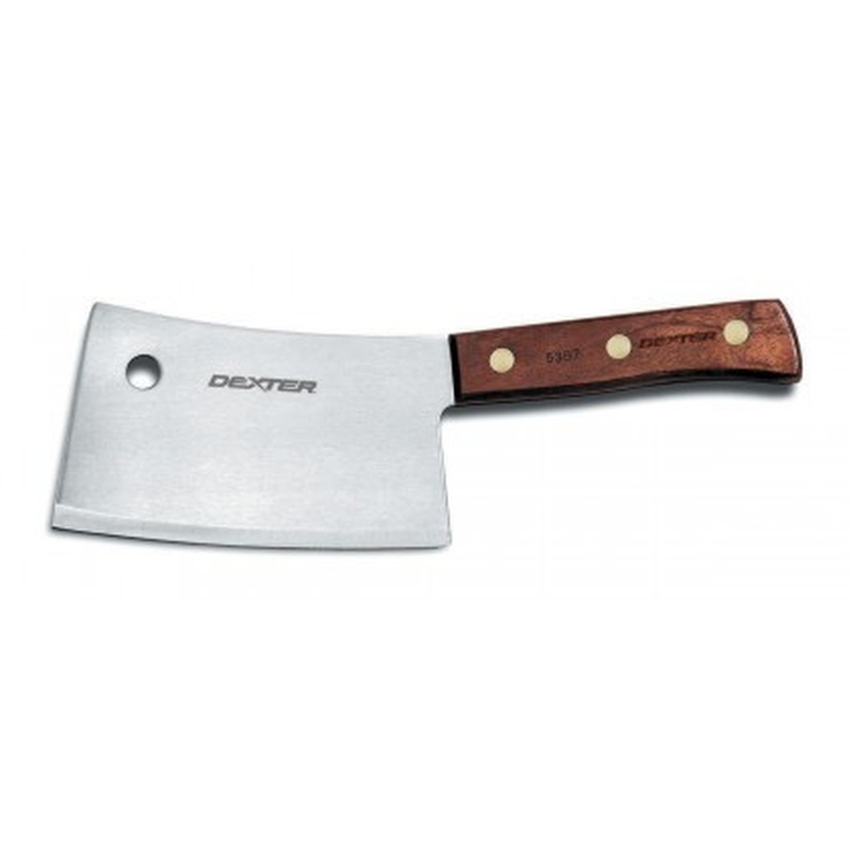 Dexter Russell Traditional 7-inch high carbon steel cleaver with polished rosewood handle and brass rivets
