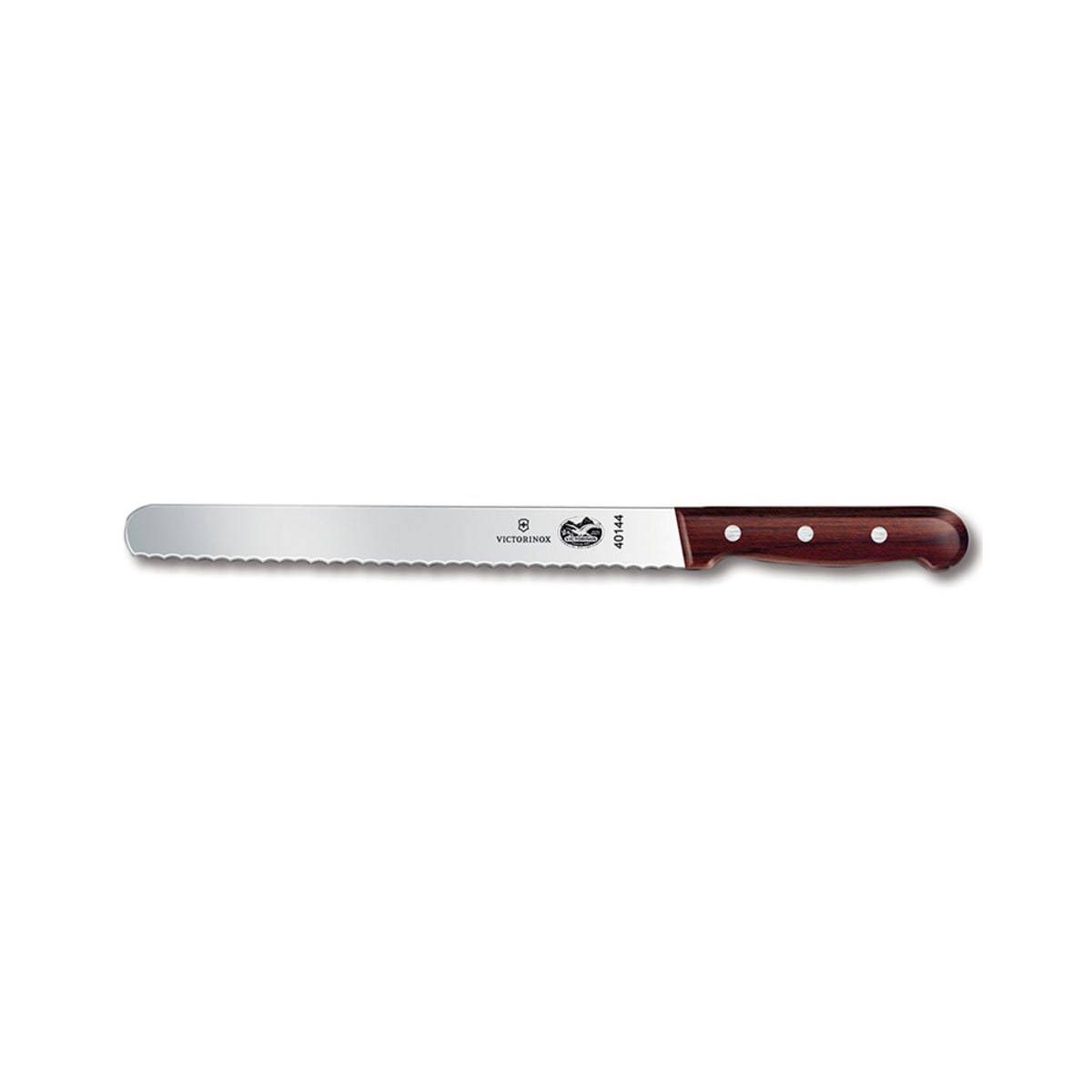 Victorinox 5.4230.25 serrated slicer knife with 10-inch stainless steel blade and rosewood handle