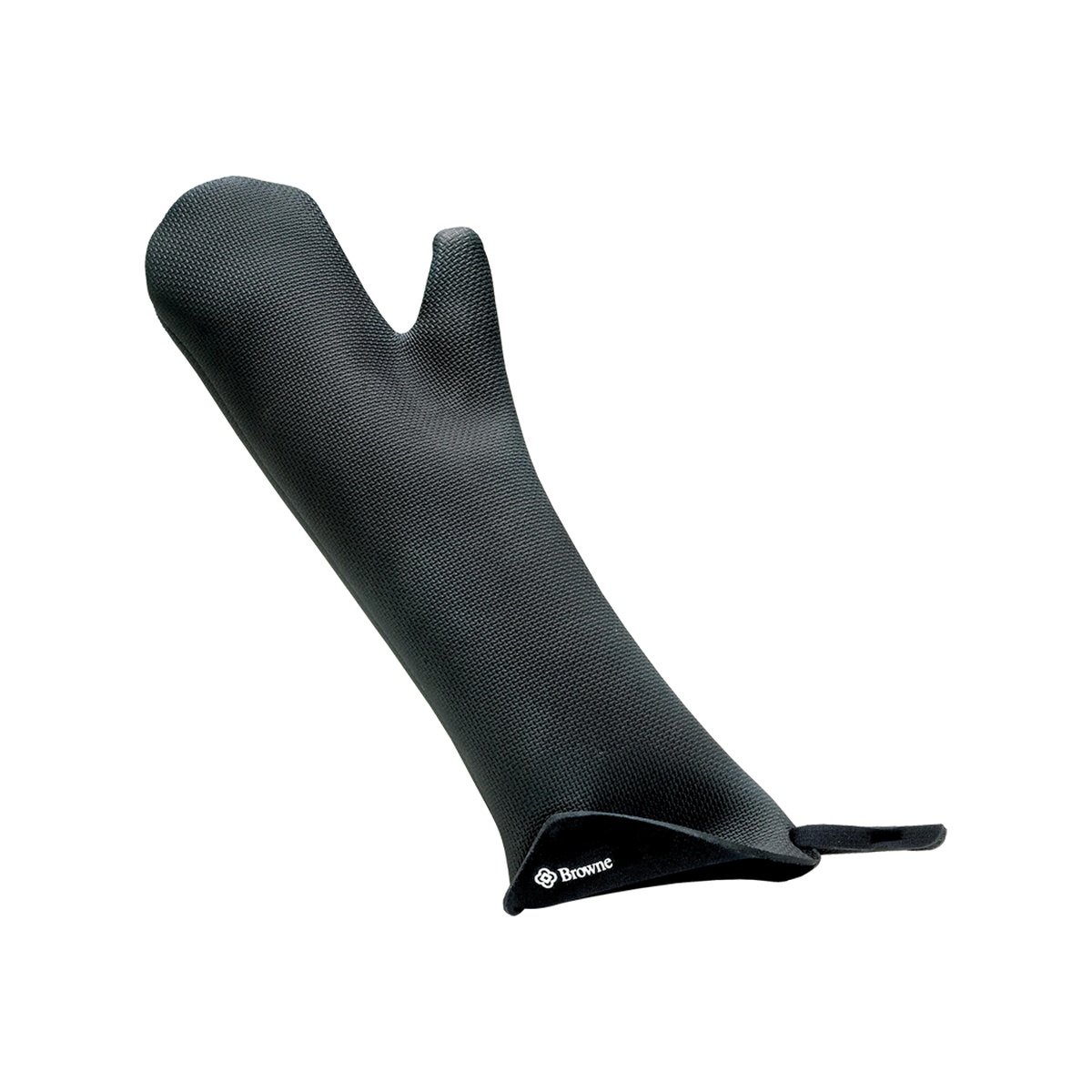 Browne KitchenGrips black safety oven mitt full view, 13.75 inches