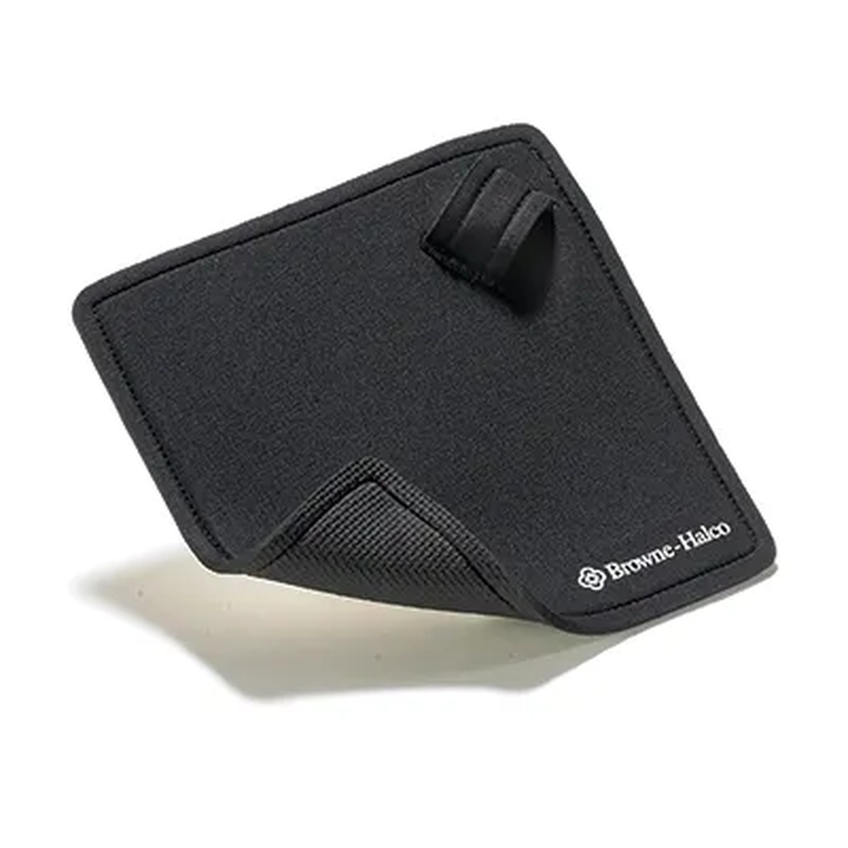 Browne USA 5437102 KitchenGrips black square hot pad with thumb loop and zig zag stitching