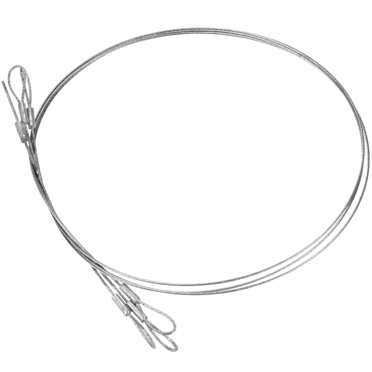 Three stainless steel cutting wires with looped ends for cheese block cutter