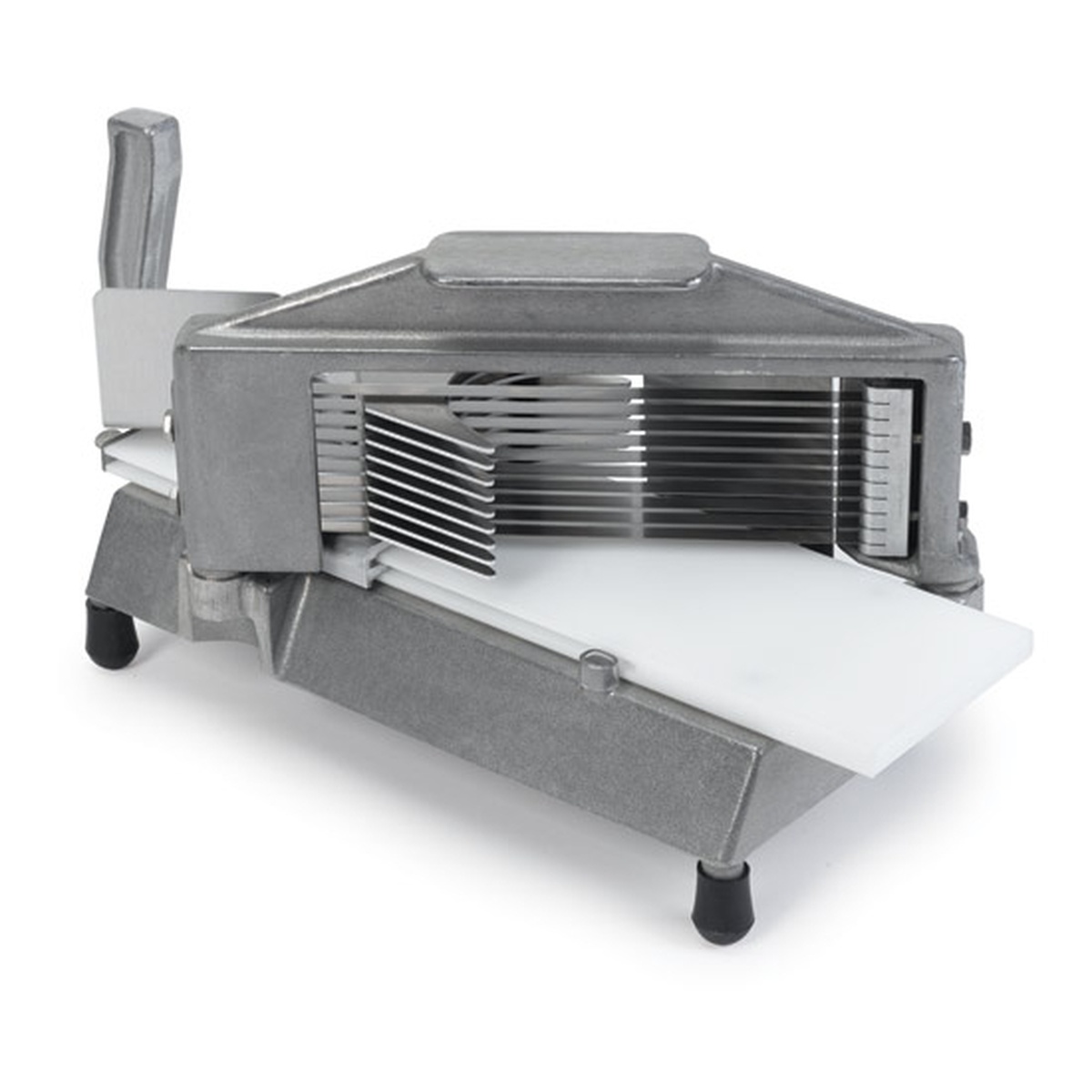 Nemco 55600-3 Easy Tomato Slicer with vertical handle, stainless steel blades, and slide board
