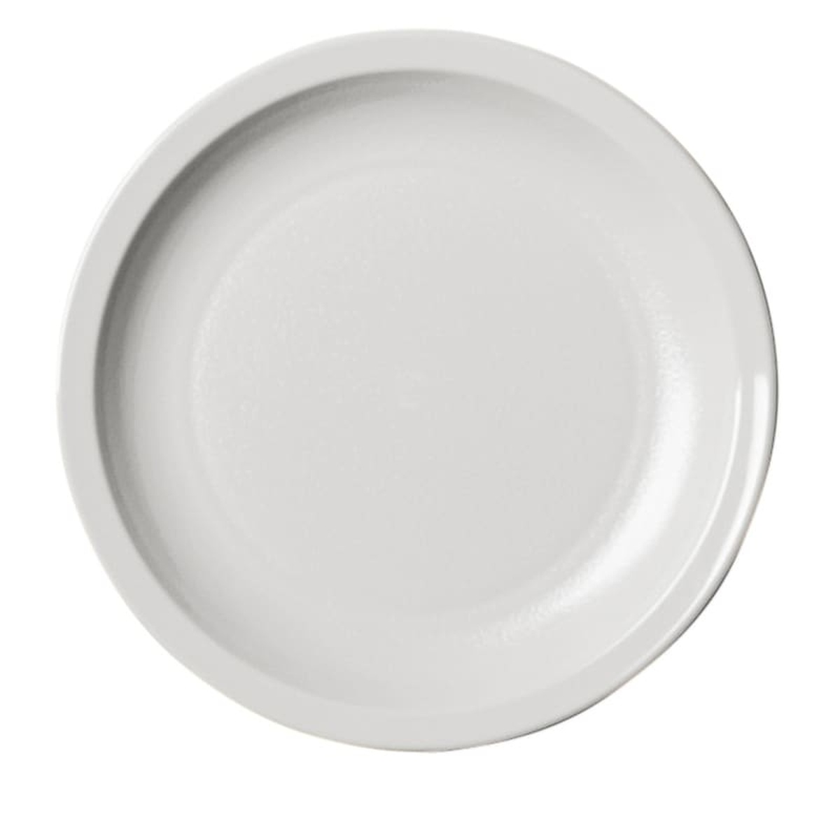 Cambro 55CWNR148 white 5.5-inch round polycarbonate narrow rim plate, top-down view