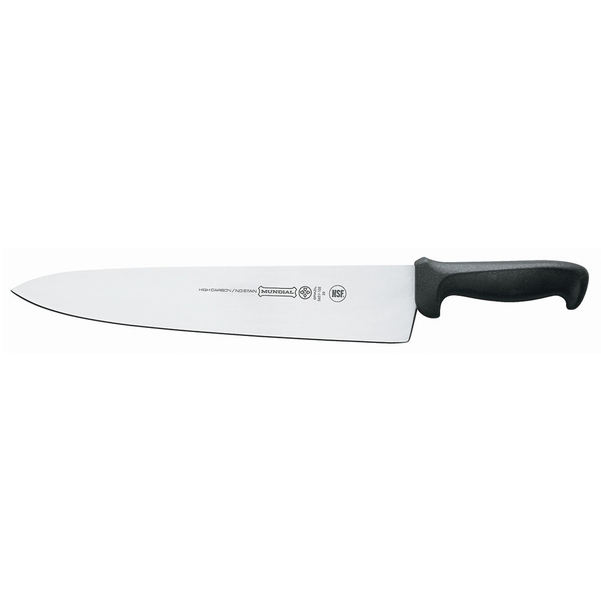 Mundial 5610-12 12-inch cook's knife with high carbon stainless steel blade and black polypropylene handle
