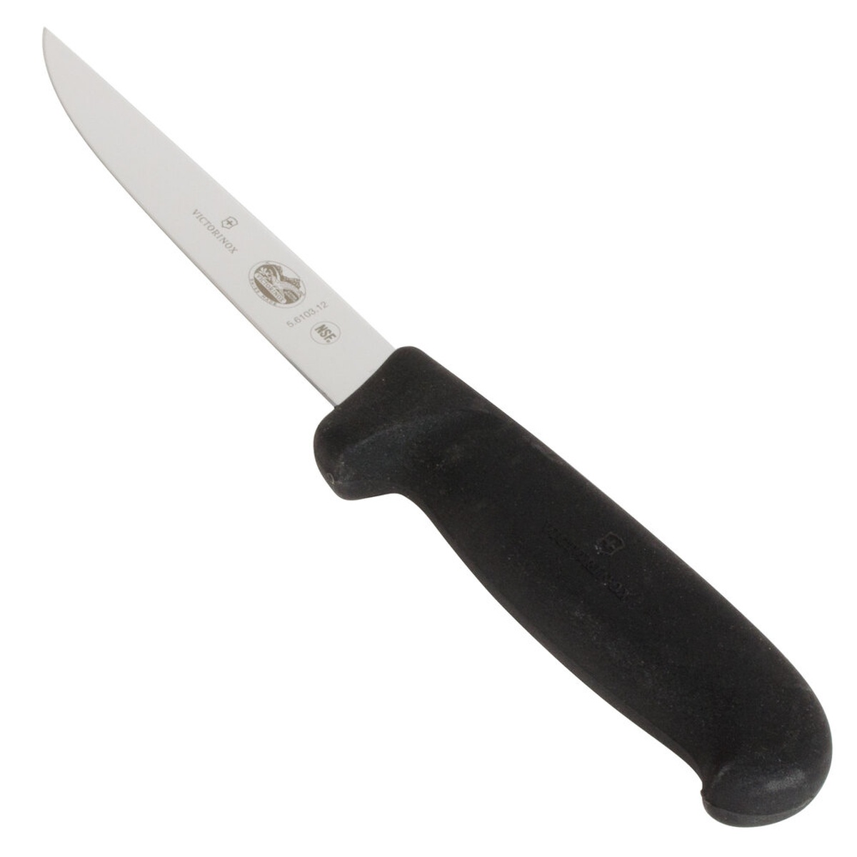 Victorinox 5.6103.12 5-inch wide stiff boning knife with black Fibrox Pro handle, full view
