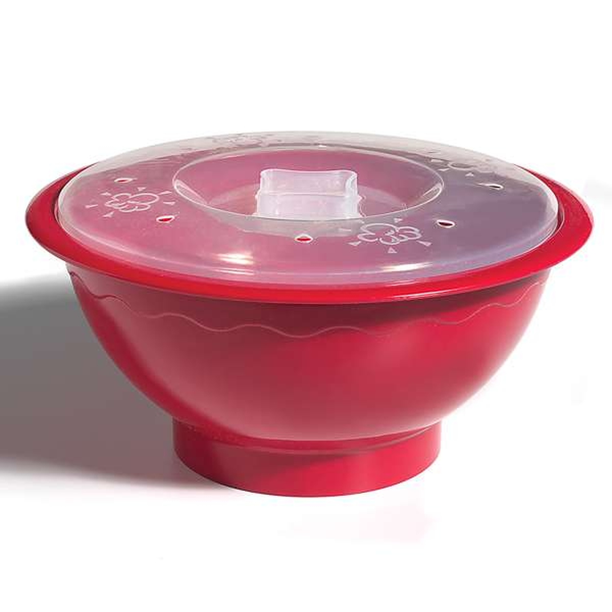 Norpro 562 Microwave Popcorn Popper red bowl with clear vented lid