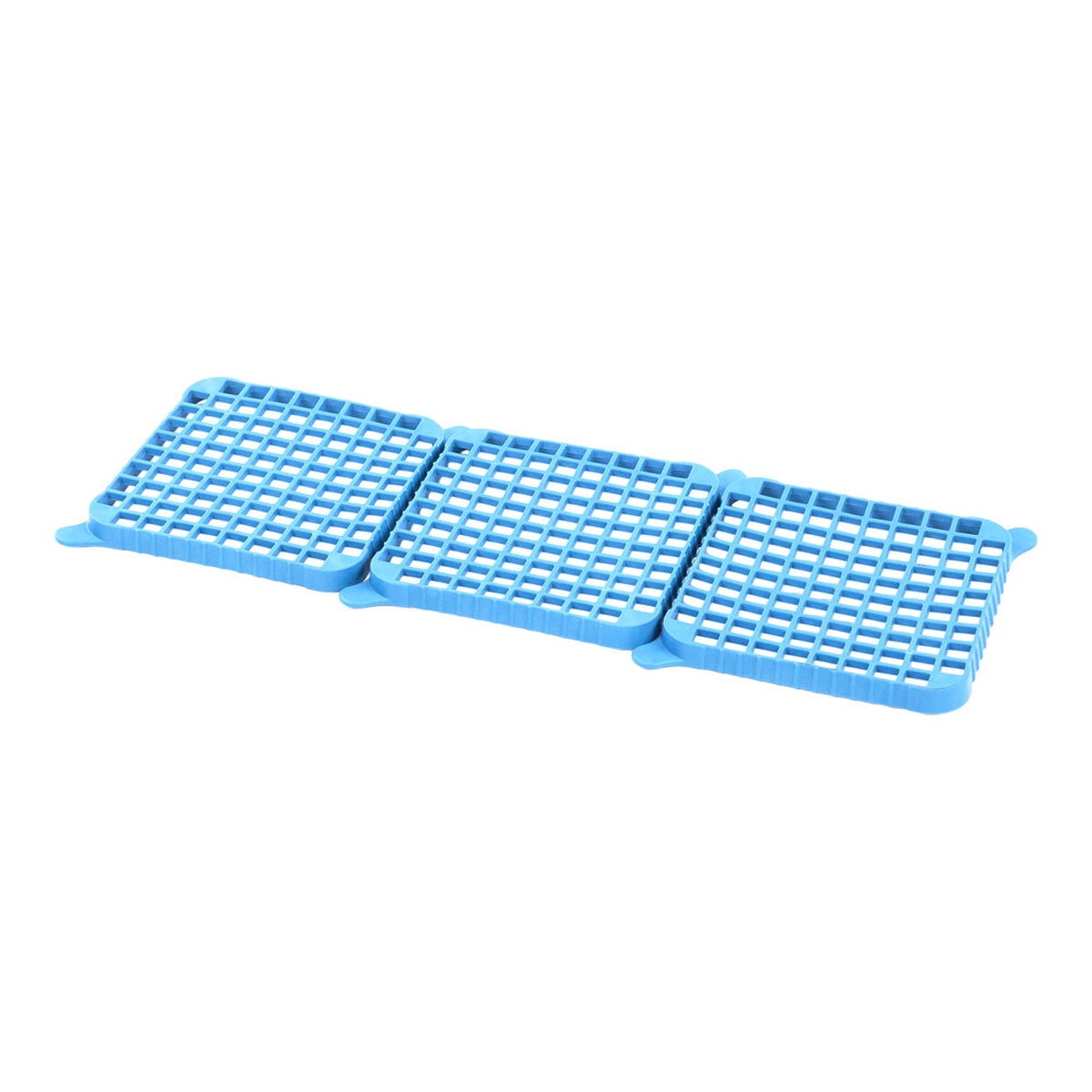 Set of three blue Nemco 56275-2 cleaning push block gaskets with grid pattern, shown on white background