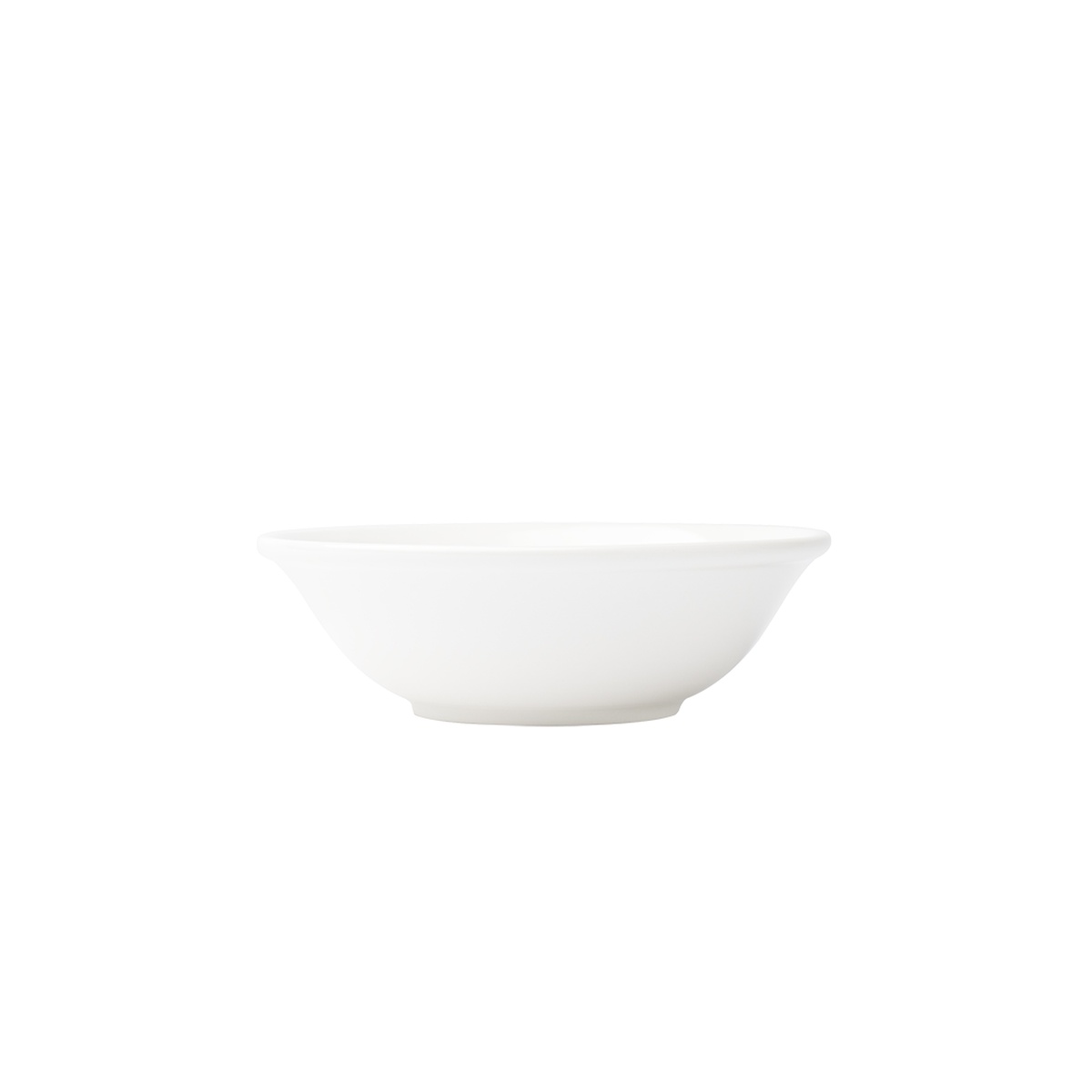 Browne Foundation 13.5 oz white porcelain bowl, side profile view